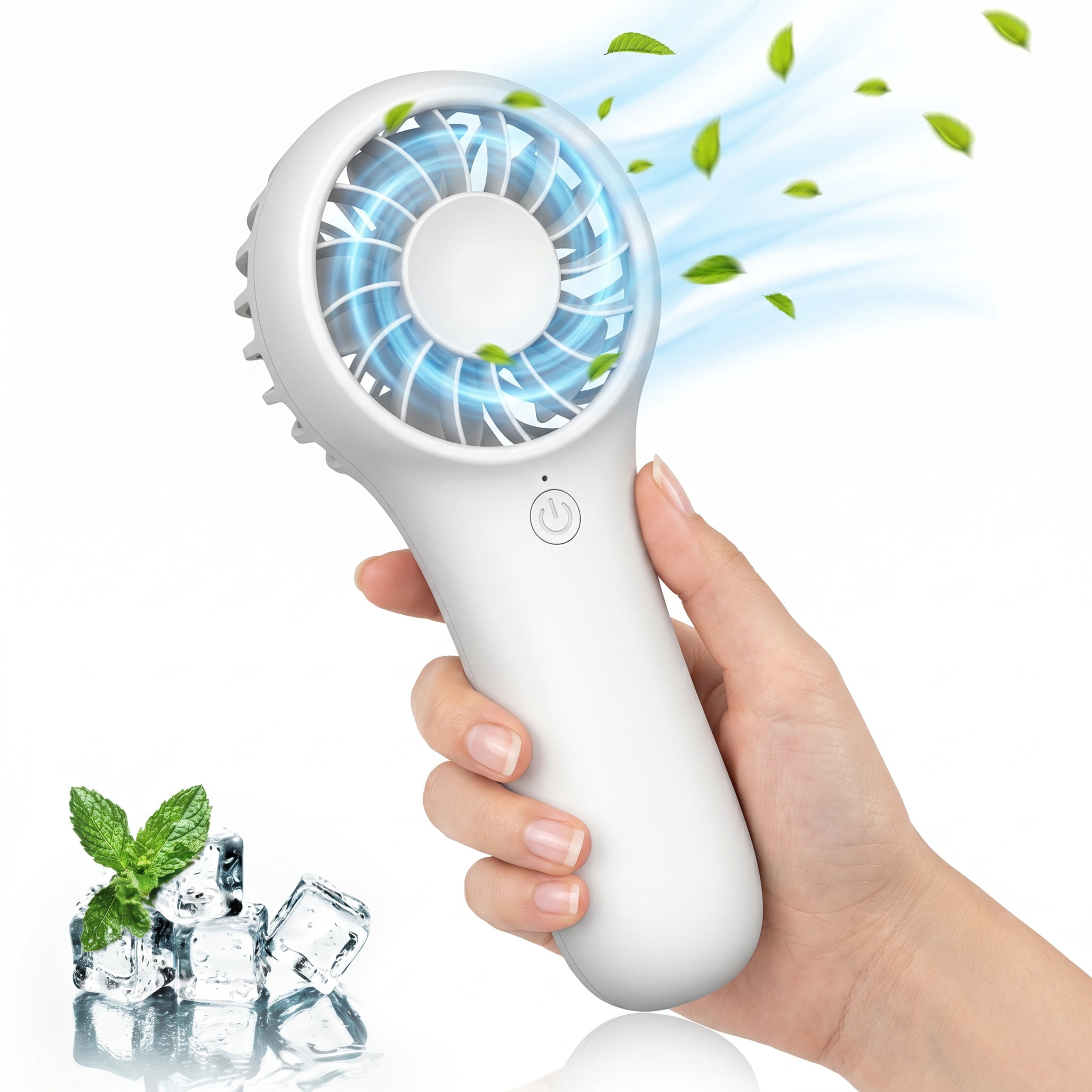 ATUPEN Handheld Mini Fan, 3-Speed Rechargeable Portable Cooling Fan for Office and Travel (White, 1200mAh) g77hj