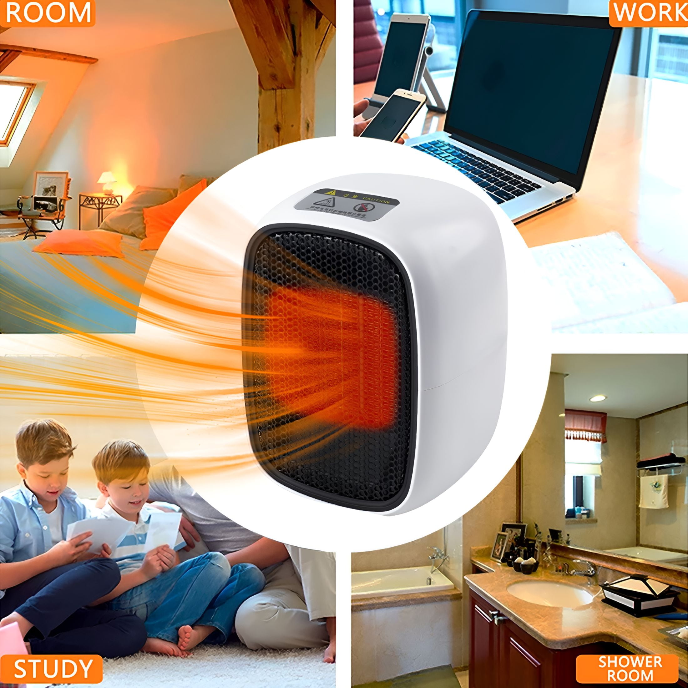Hibibud Portable Electric Space Heater and Fan Combo (White, 500W) 5pgv8