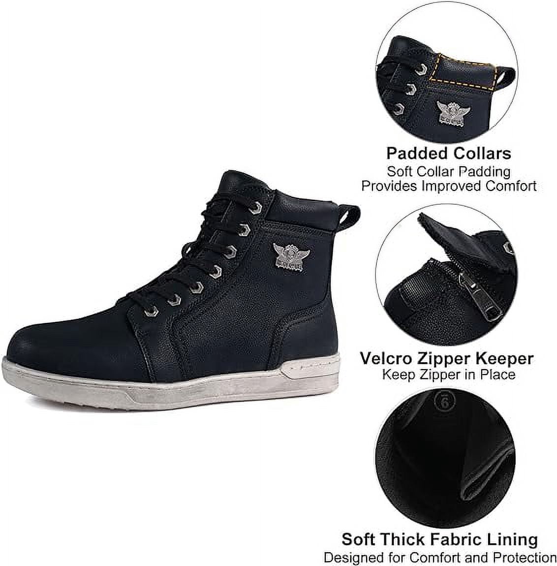 Dream Apparel Men's Motorcycle Riding Boots Waterproof Combat Biker Boots (White, 11.93 in) sgedy