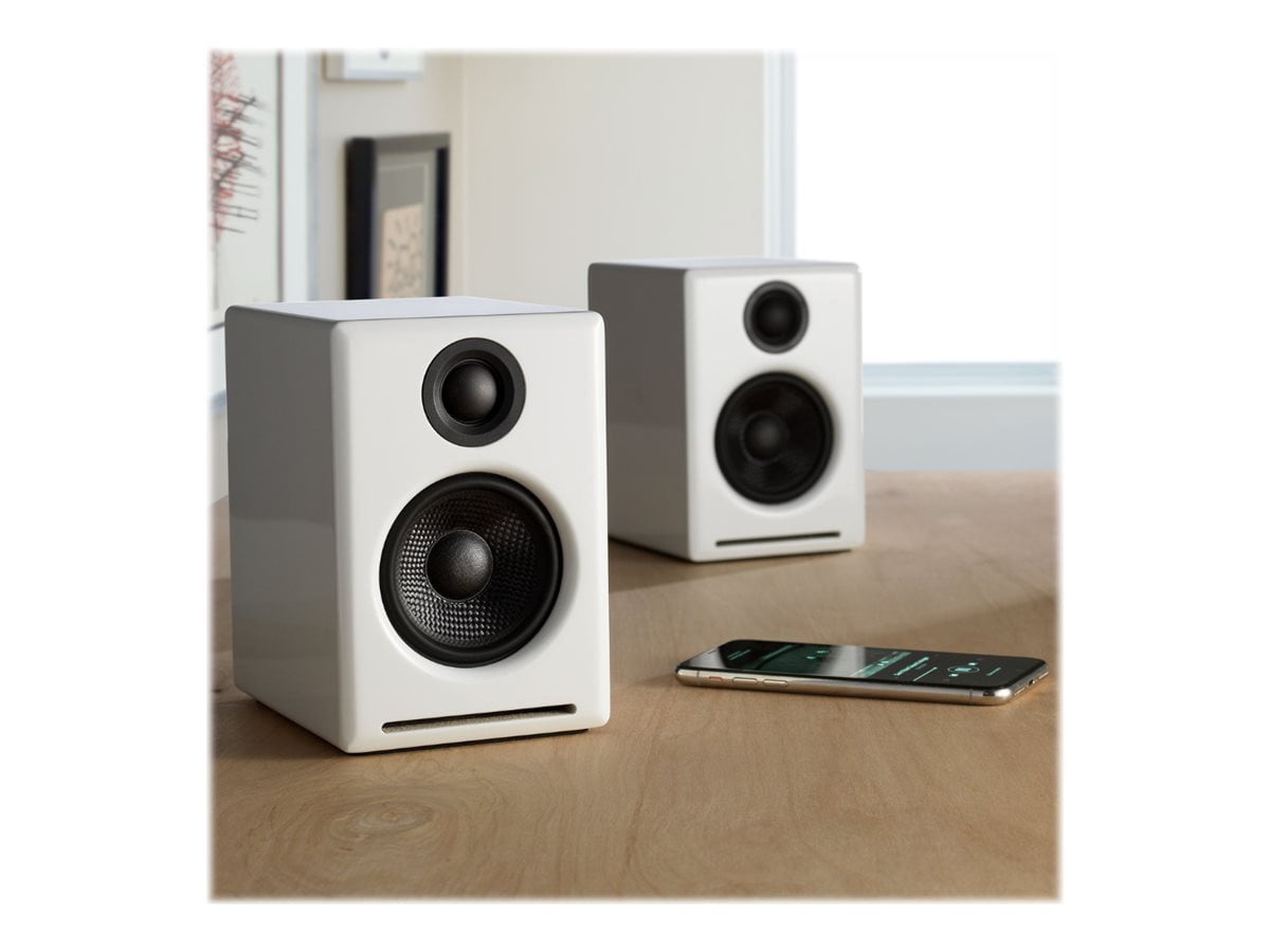 Audioengine A2 Hi-Res Wireless Bluetooth Bookshelf Speakers with USB-C Input and Silk Dome Tweeters (White, Pair) sefwb