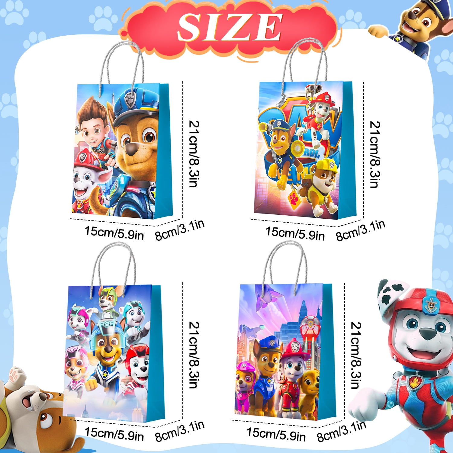 Party Vault Cartoon Dog Party Gift Bags (Multicolor, 16 Pack) ubfbu