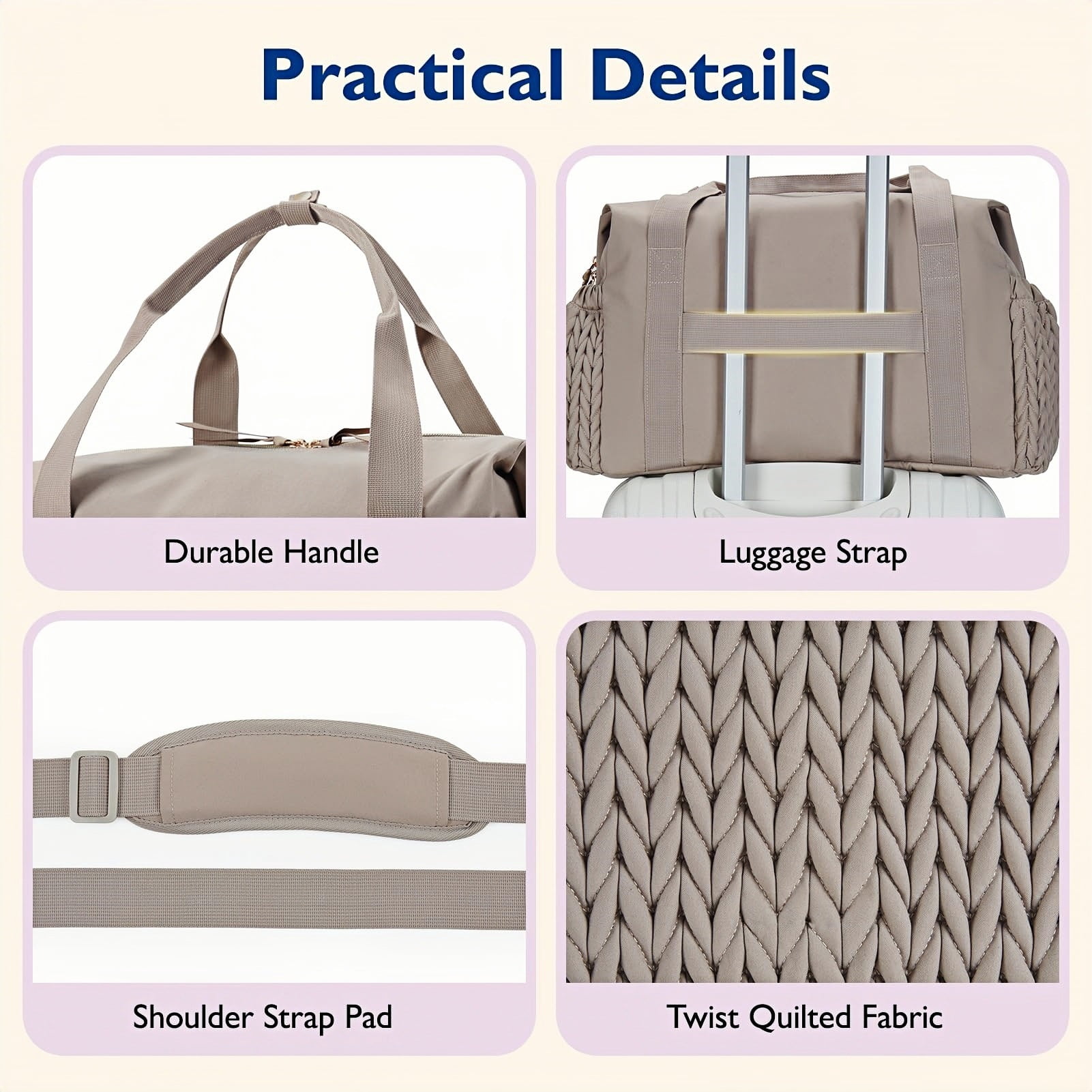 SPEKSEE Diaper Bag Tote, Large Capacity Travel Baby Bag with Changing Pad and Pacifier Case (Brown, 17.7 in x 9.1 in x 11.8 in) n0cxh