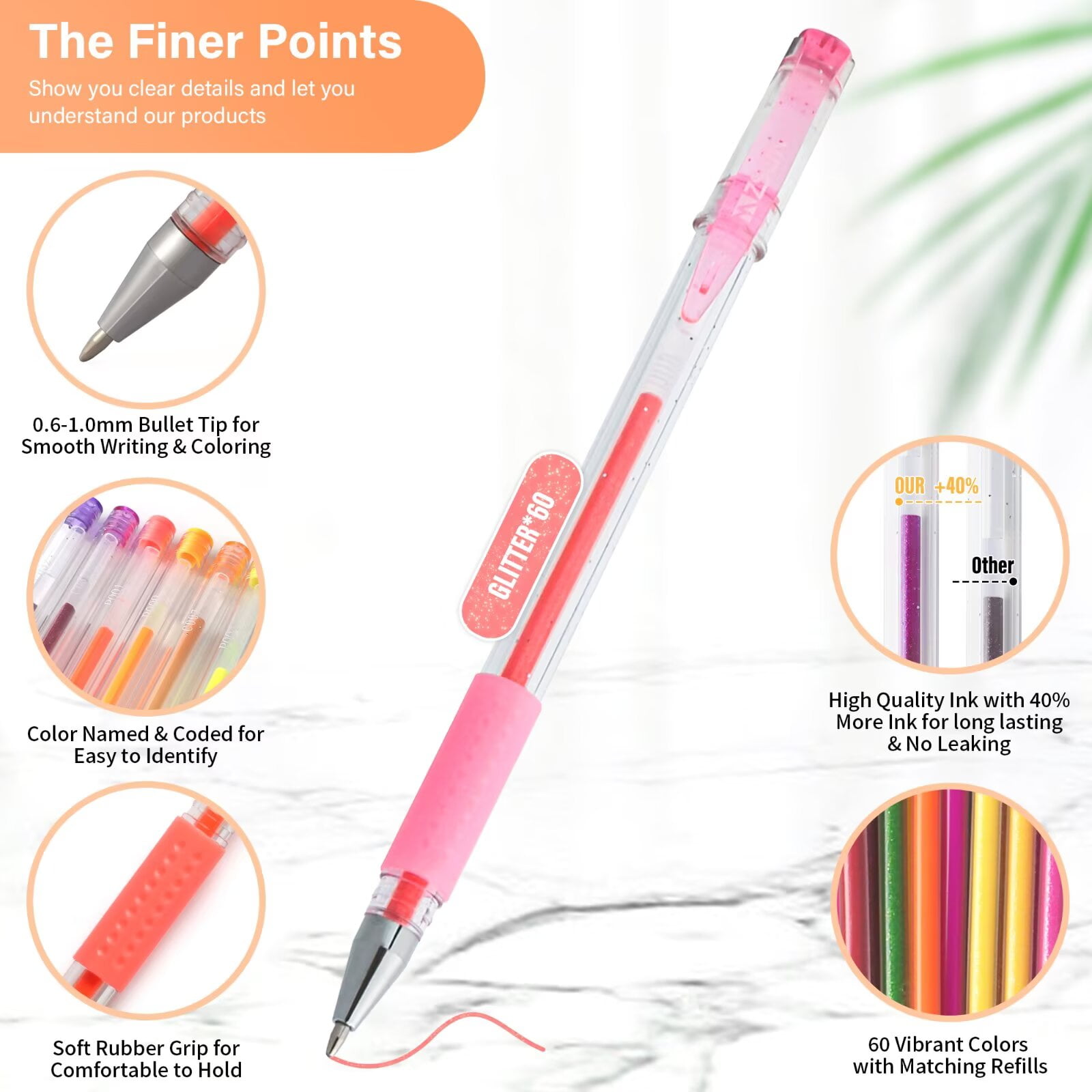 ZSCM Gel Pens Set for Adult Coloring and Journaling, Fine Point Markers with Refills (60 Colors, 120 Piece Set) a0505