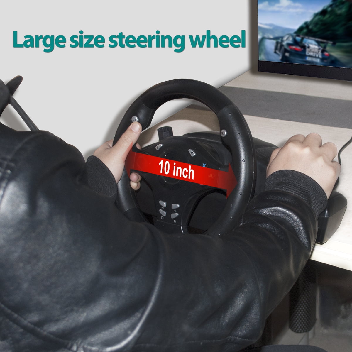 DOYO Racing Wheel for PC, PS4, Xbox One, Switch, 270° Steering Wheel with Pedals and Gear Shifter (Black, 1 Unit) 1jie9