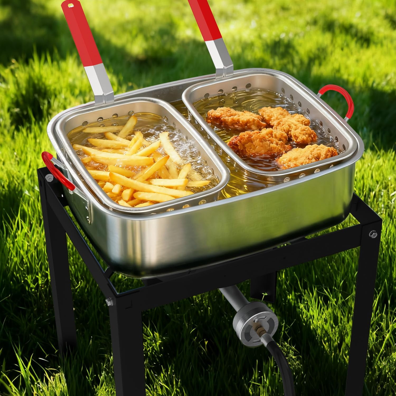 Generic 18QT Propane Deep Fryer Outdoor Cooking Station with 2 Baskets, Thermometer, and 58,000 BTU Burner (18 Quart) reur6