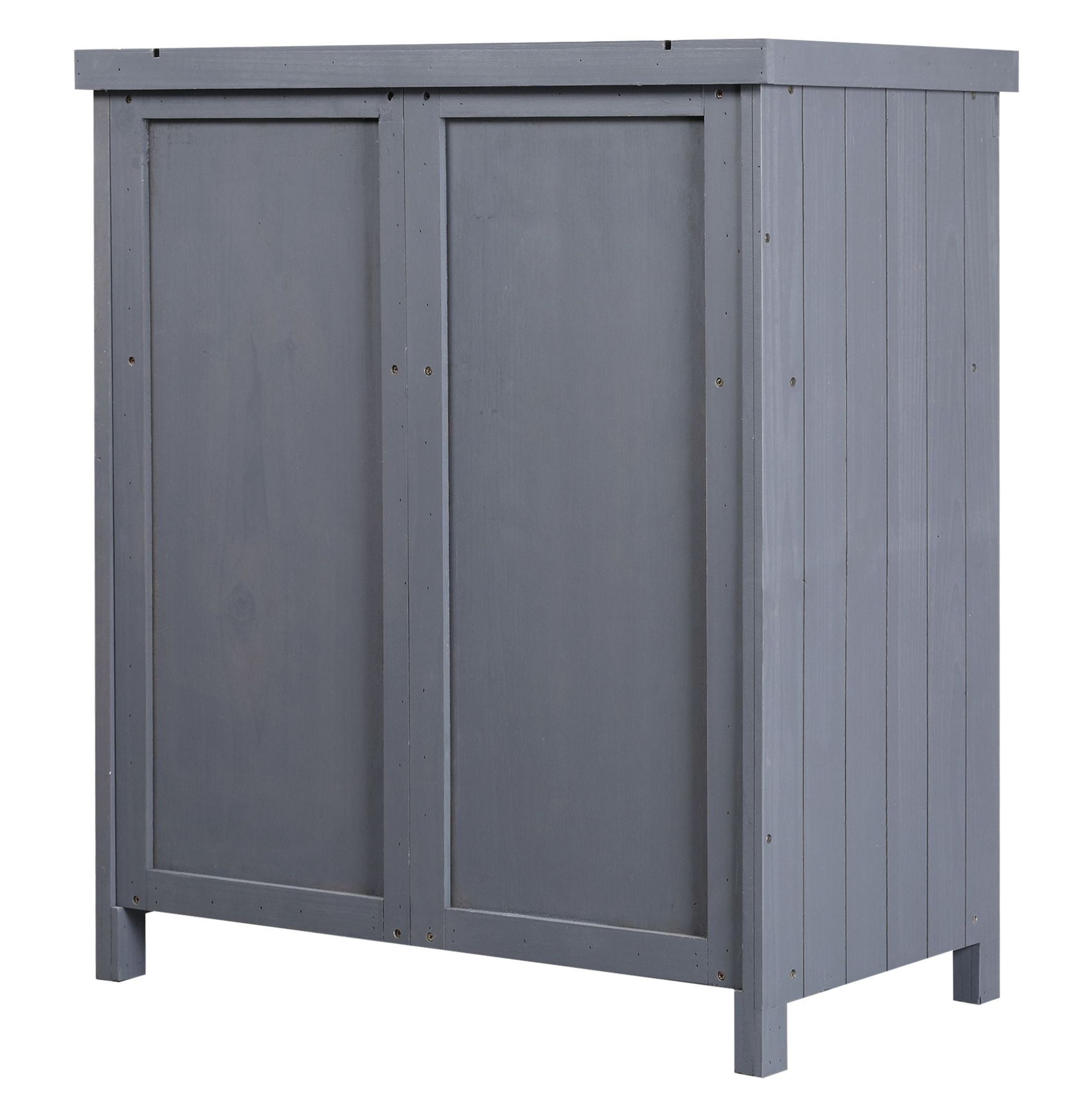 DyGTyX Patio Storage Cabinet, Outdoor Tool Shed with Galvanized Steel Top, Weather-Resistant Fir Wood, Double Door (Grey, 31.5 in W x 17.75 in D x 36.25 in H) 3adna
