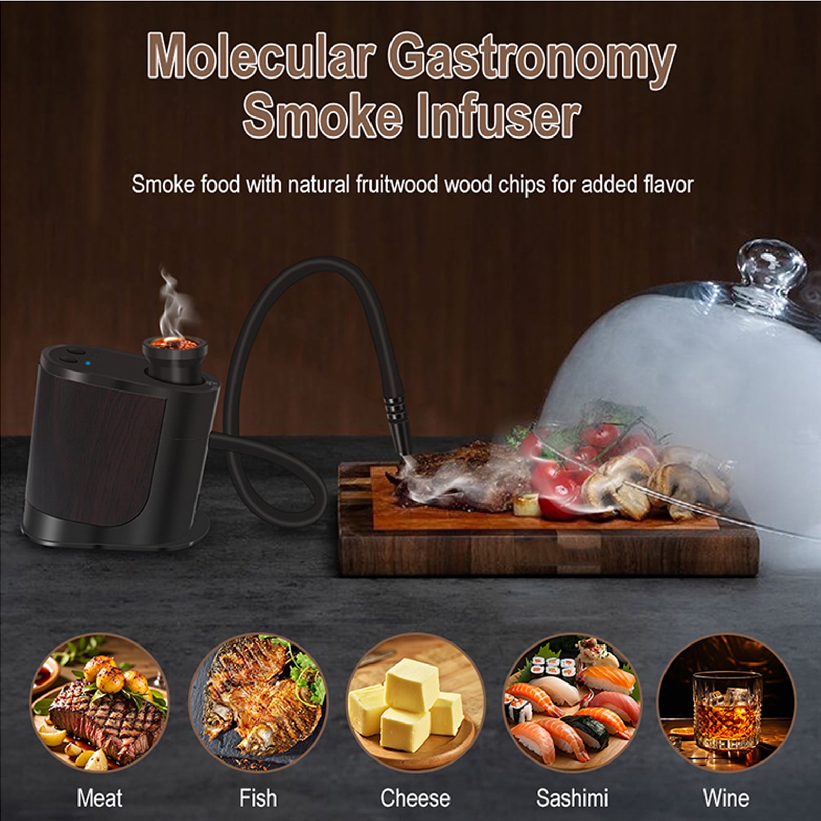 Eurhowing Handheld Electric Food Smoker Gun for Kitchen and Bartending (Black, 1 Unit) u25n4