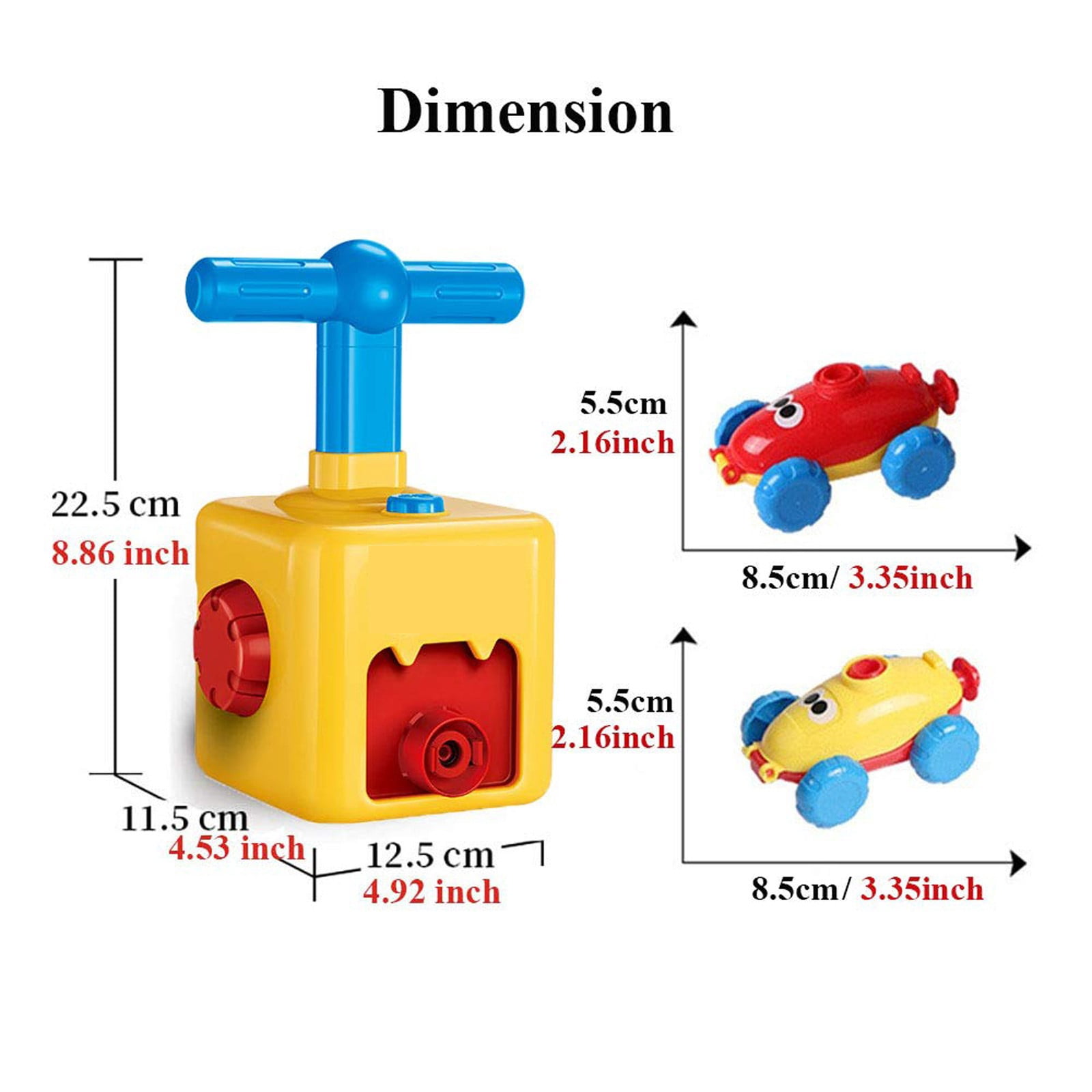 YATAV Balloon Powered Car Racing Set with Manual Pump (Yellow, 2 Cars & 6 Balloons) t1u7j