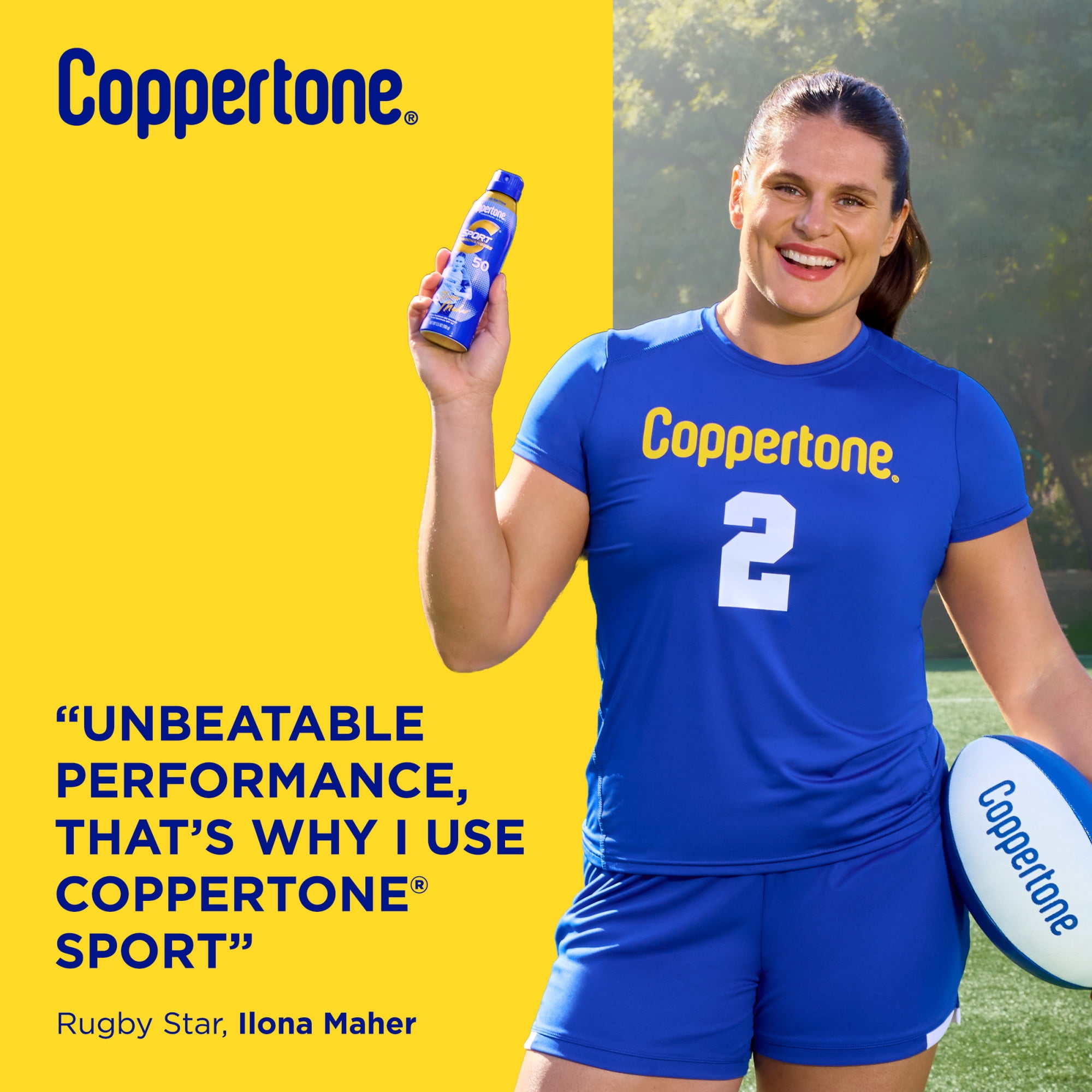 Coppertone Sport Sunscreen Spray SPF 50 Broad Spectrum UVA/UVB Protection (Ilona Maher Limited Edition, 5.5 oz) 8f7w0