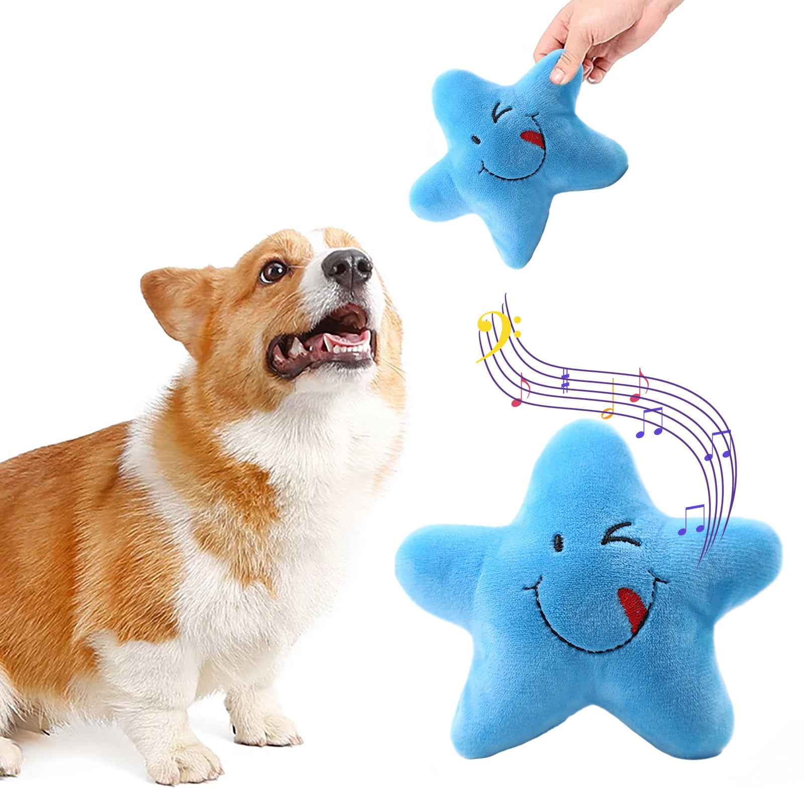 Hometrendia Star Shaped Squeaky Plush Dog Toy, Interactive Soft Chew Toy for Puppies and Small Pets (Blue, 5 in) xx5tp