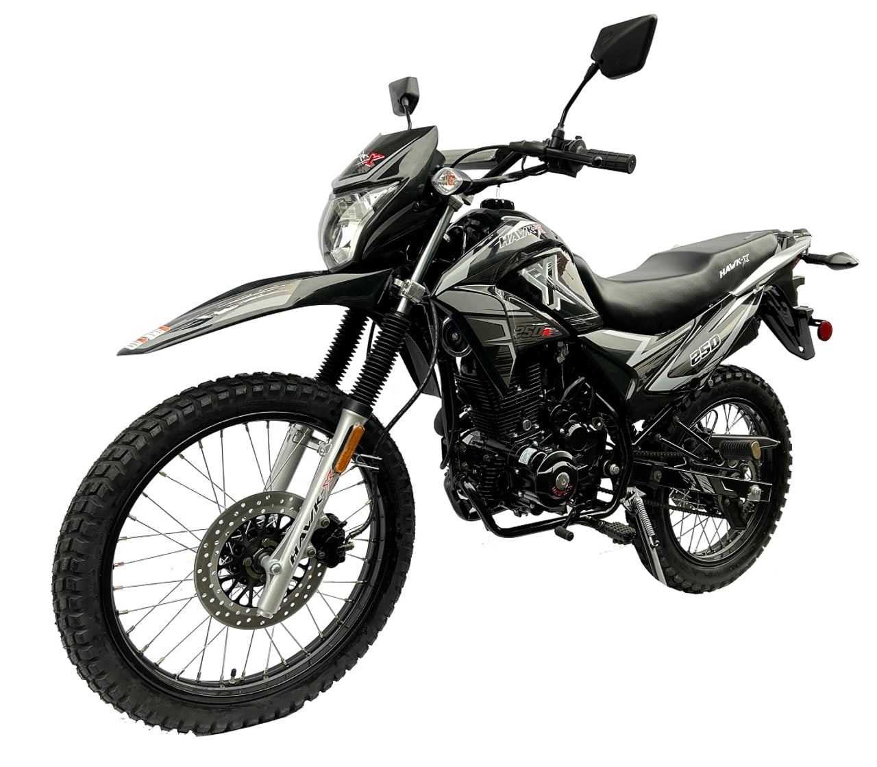 RPS Hawk-X 250cc Motorcycle 5-Speed Manual Transmission (Black, 21 in Front Tire) wo2fd