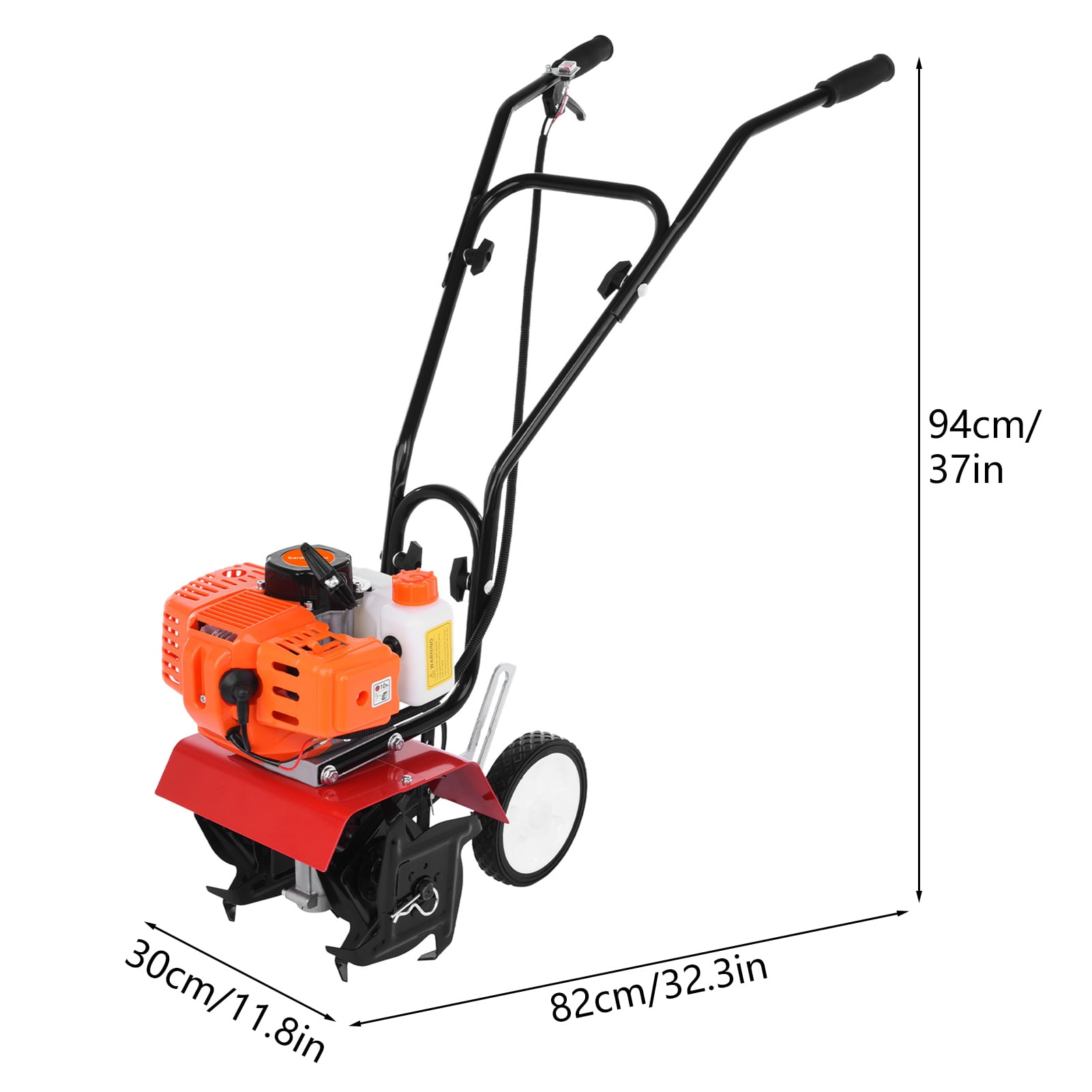 Generic Gas Tiller Cultivator 52cc 2-Stroke Engine for Garden Soil (11.8 in Tilling Width) 1z1wu