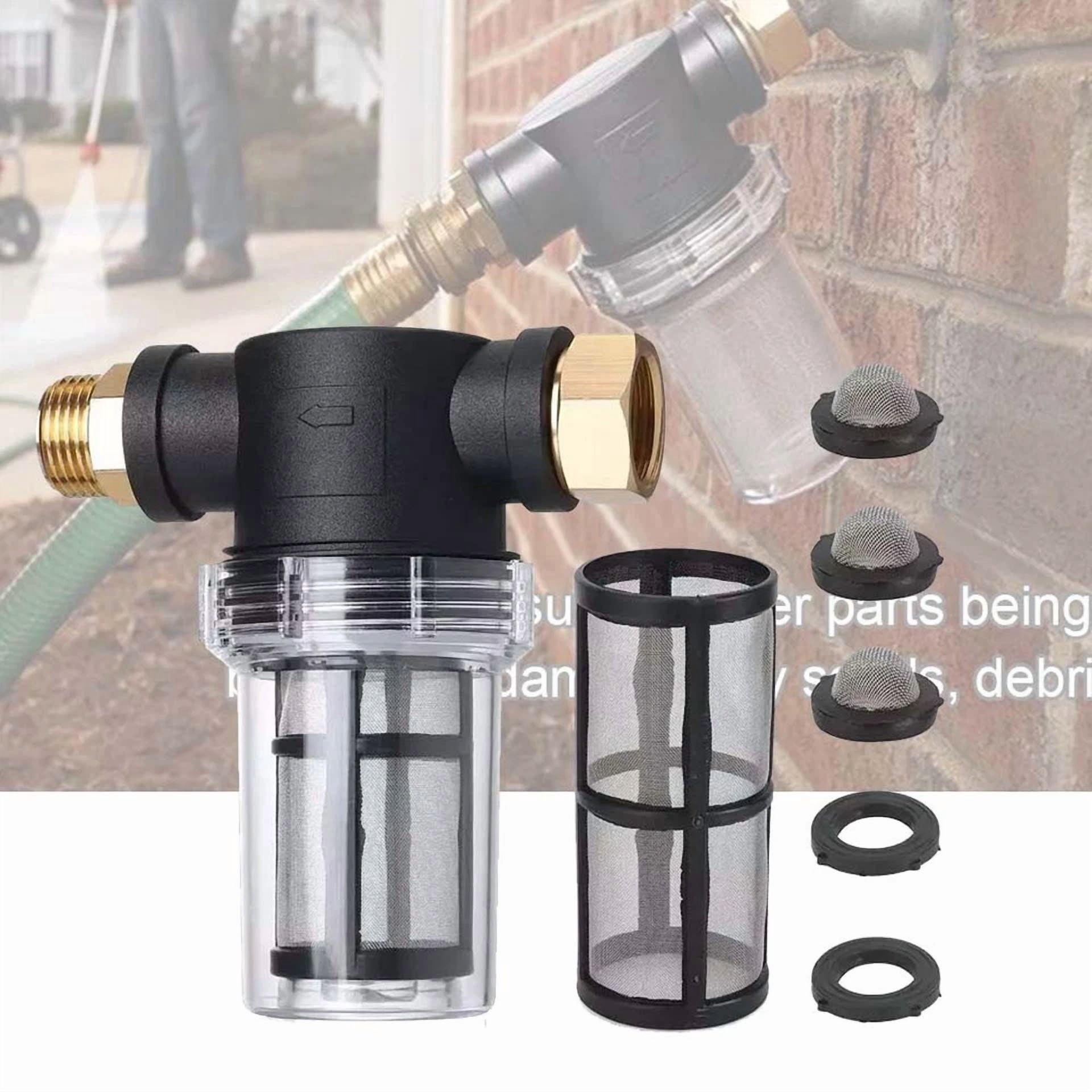PURELY Garden Hose Inline Water Filter for Pressure Washer Inlet (Sediment Filtration, 0.75 in) xcwgn