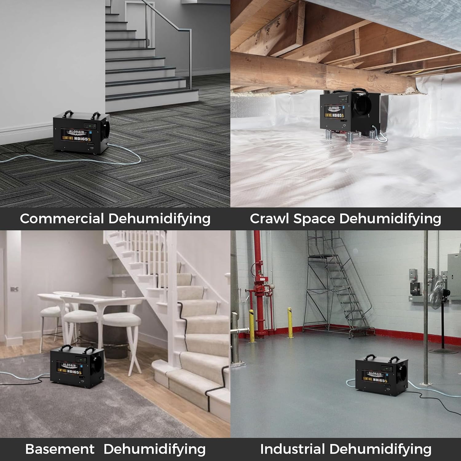 AlorAir 120 PPD Commercial Dehumidifier with Pump and Hose (Black, 1300 Sq. Ft. Coverage) oecep