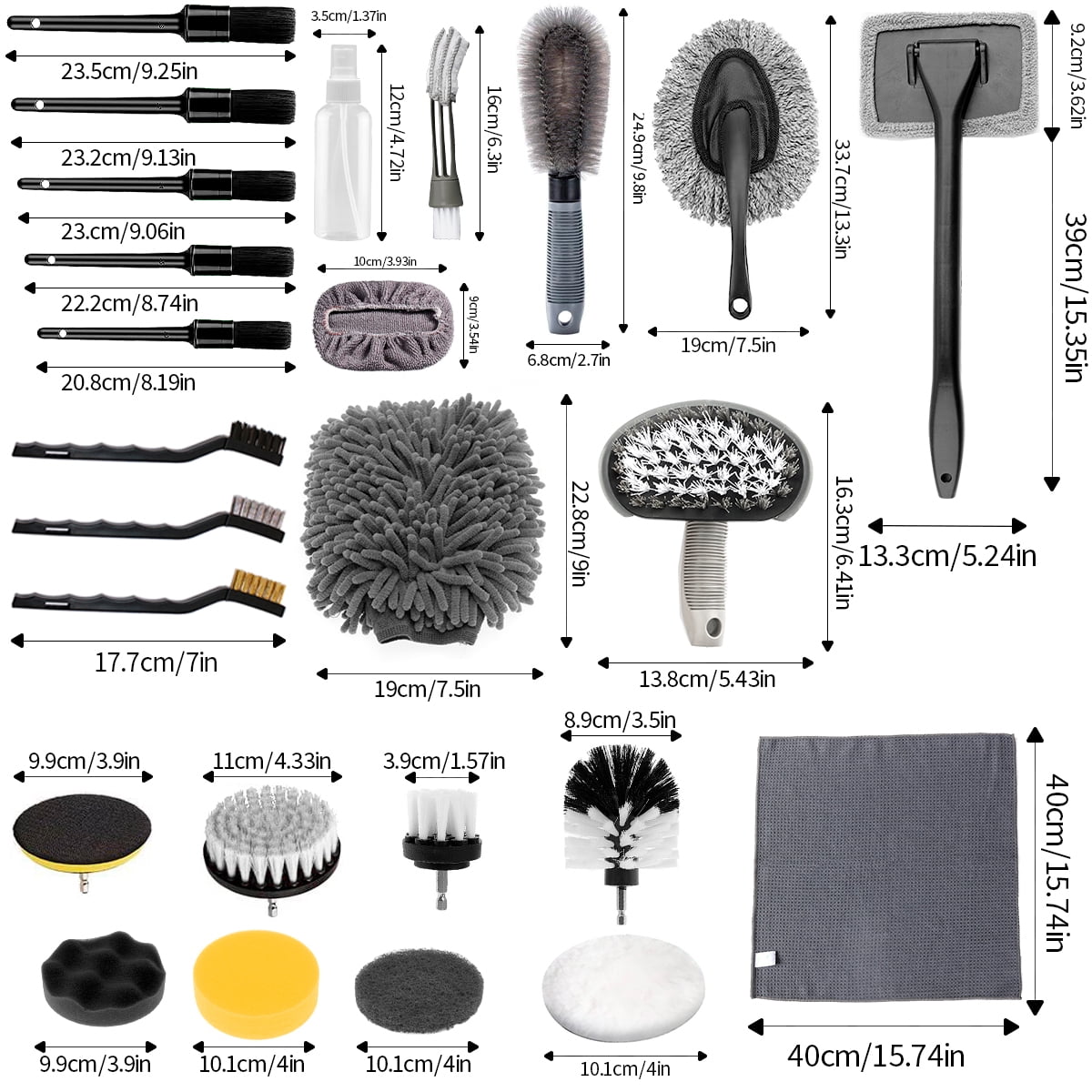 STORGENER 28-Piece Car Detailing Kit, Professional Interior and Exterior Cleaning Set (Gray, 28-Piece) 79su9