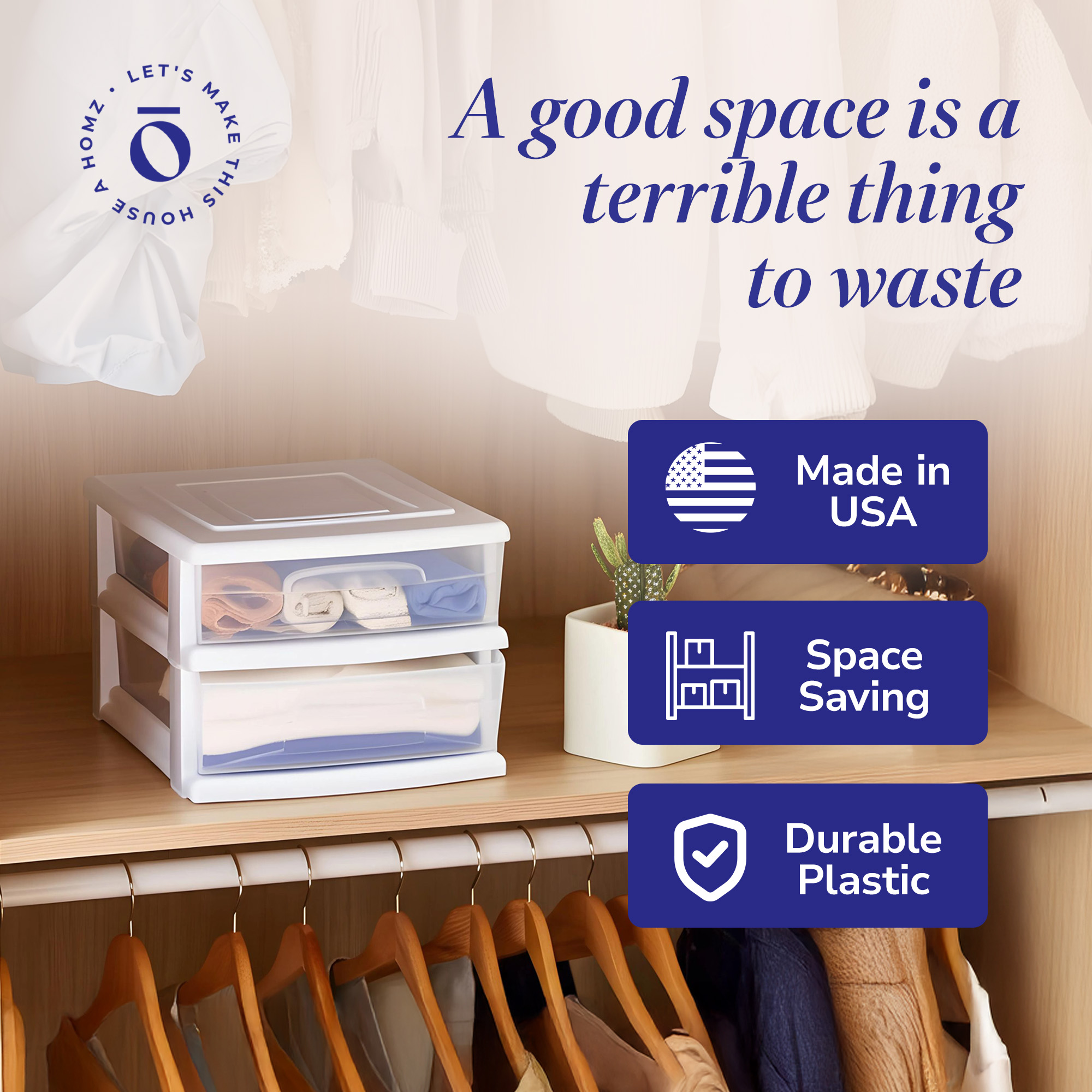 Homz Plastic 2-Drawer Medium Storage Cart Organizer with Clear Drawers (White, 2-Pack) x8qv8