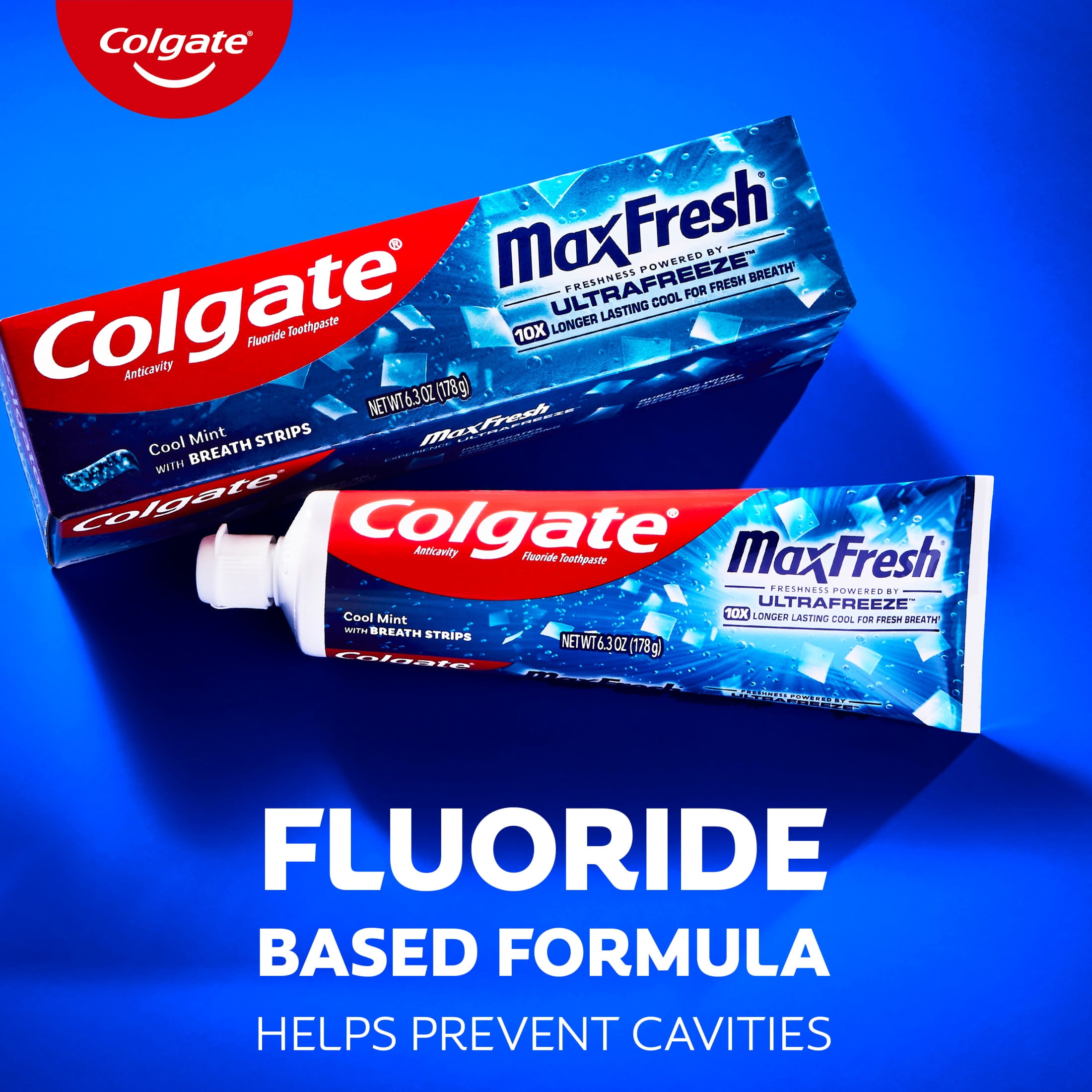 Colgate Max Fresh Whitening Toothpaste with Mini Breath Strips, Cool Mint (6.3 oz) hy70f