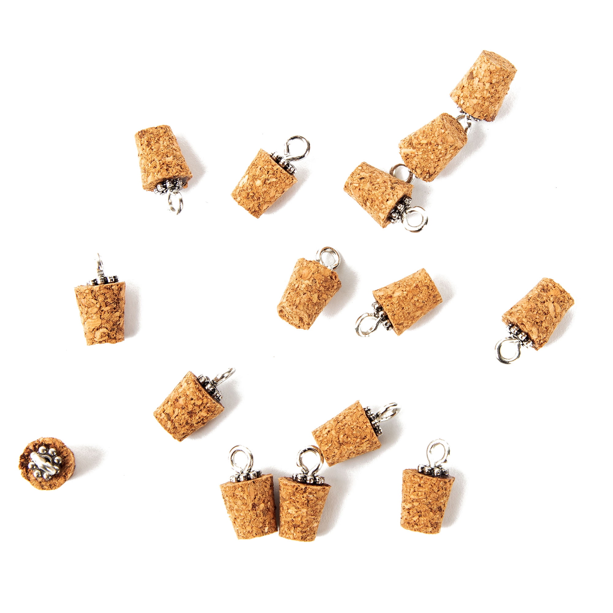 Cousin DIY Glass Charm Set for Jewelry Making with Cork Stoppers (Clear, 15 Piece) 7cd1y