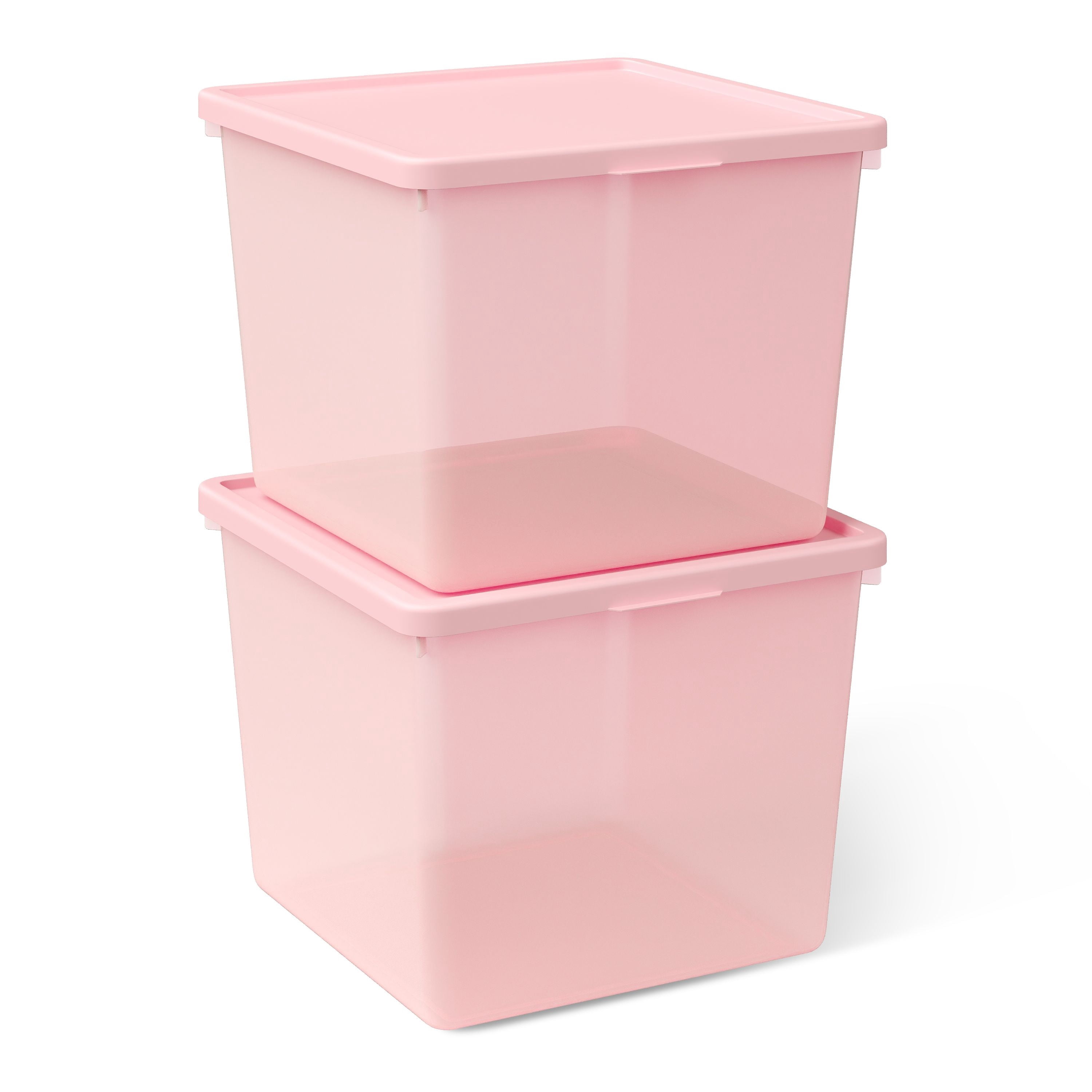 Mainstays Kids Large Plastic Storage Bin with Lid (Pink, 12.5 in x 12 in x 9.5 in) 4a1uj