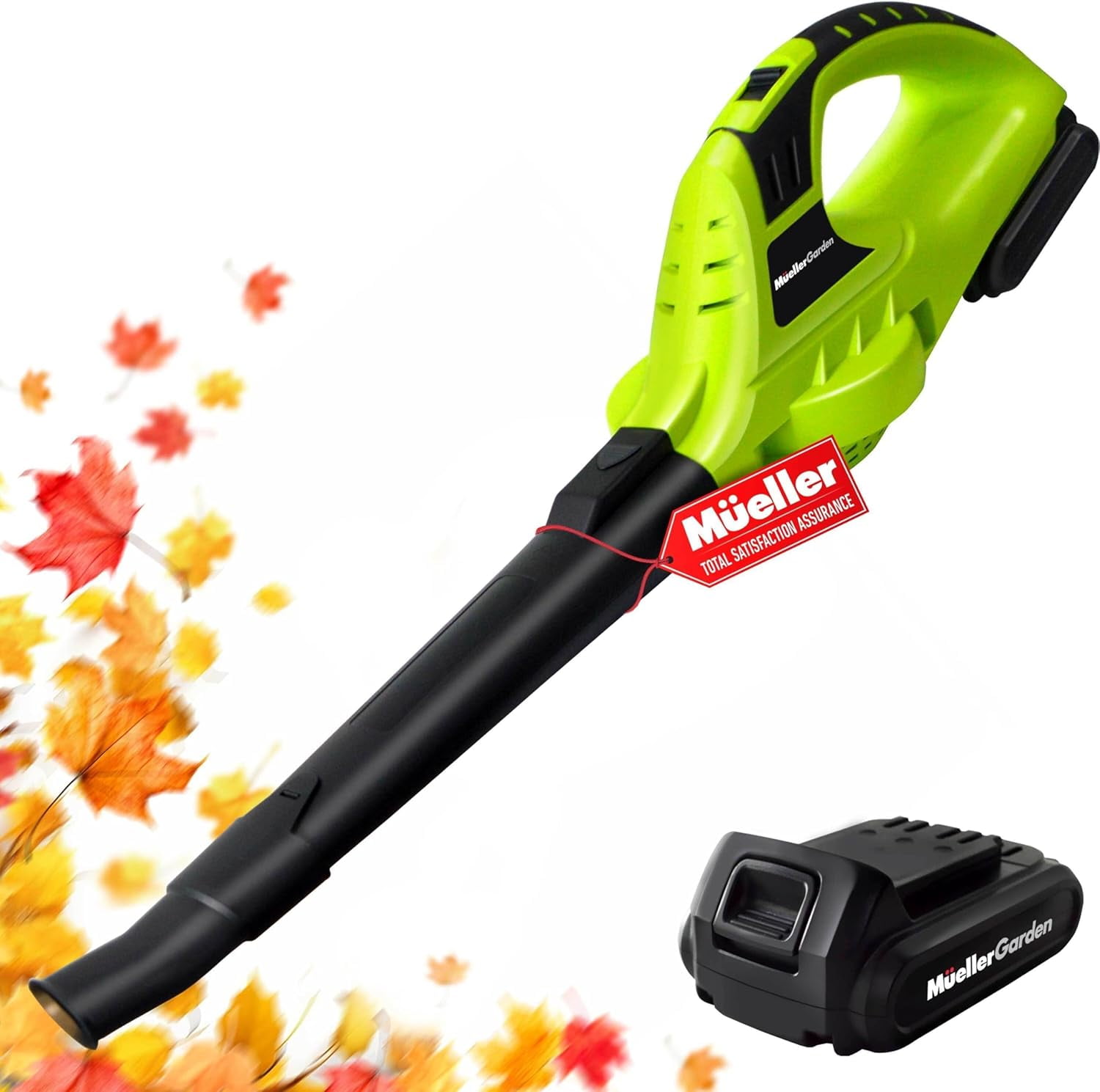 Mueller UltraStorm Cordless Leaf Blower, Electric Handheld Power Blower for Lawn Care and Snow Removal (Green, 3.3 lb) v8iak