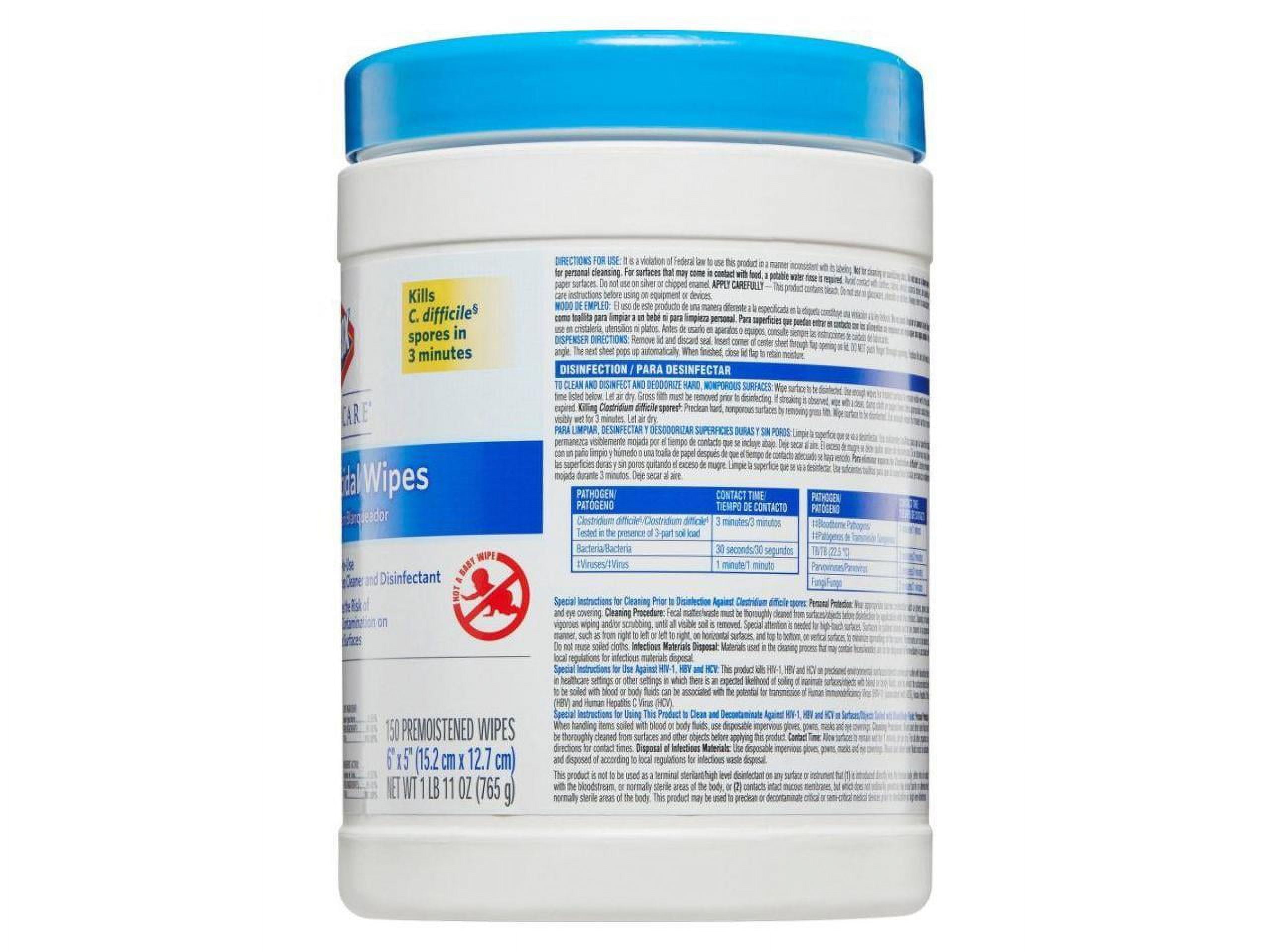 Clorox Healthcare Bleach Germicidal Wipes, EPA Registered Disinfectant (White, 150 Count) 8ri8l