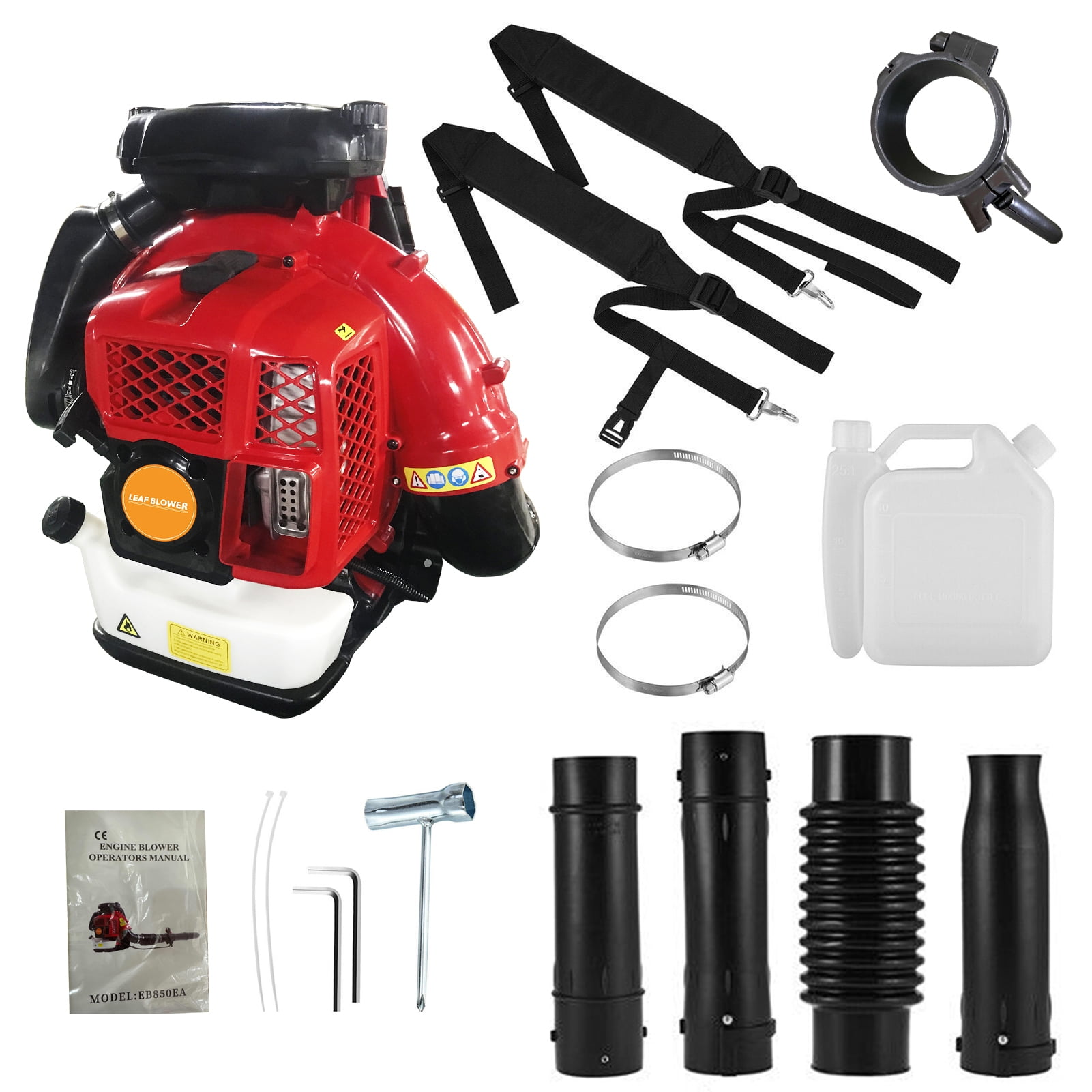 Wharick 80cc Backpack Leaf Blower, 900CFM Gas Powered 2-Stroke Engine for Lawn and Snow Clearing (80cc, 900CFM) 72ree