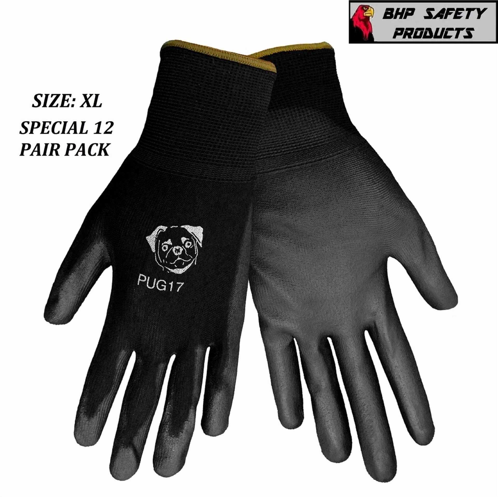 YANI Anti-Static Work Gloves, Polyurethane Coated Grip, Heavy-Duty Protection (Gray, 12 Pairs, X-Large) r1fac