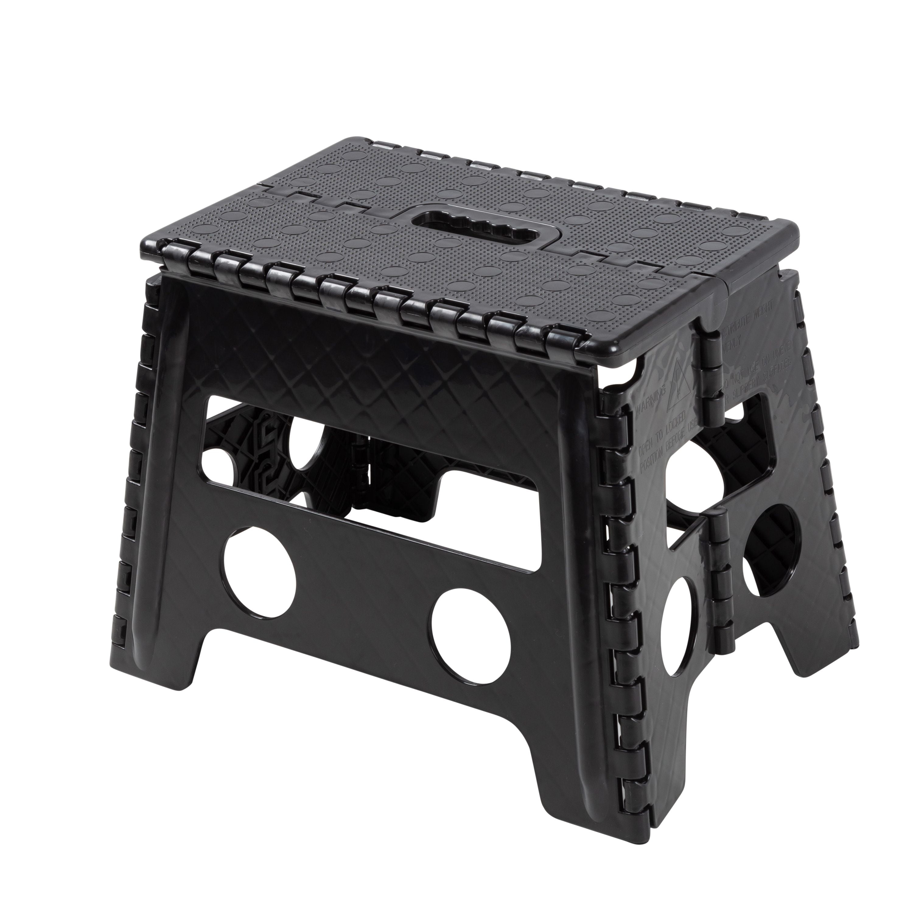 Mainstays One Step Folding Step Stool, Heavy-Duty Non-Slip Platform (Black, 13.7 in x 9.05 in x 12 in) cpfal