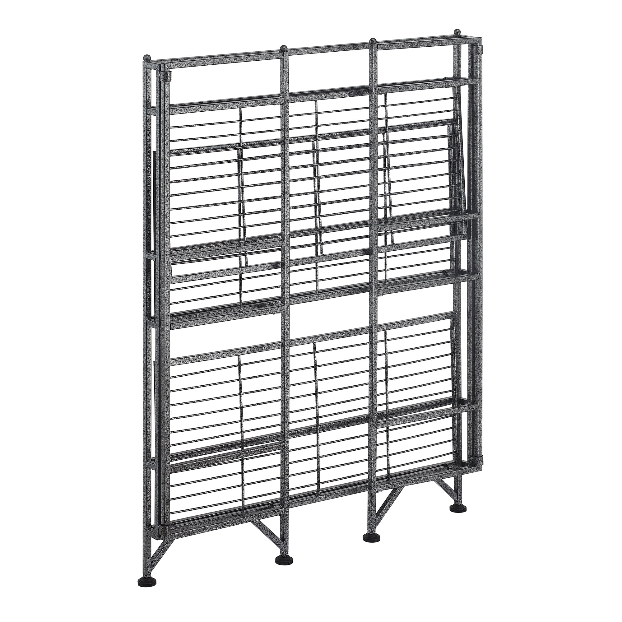 Convenience Concepts Xtra Storage 5 Tier Folding Metal Shelf, Heavy-Duty Organizer (Speckled Gray, 13 in x 11.25 in x 57.5 in) picrd