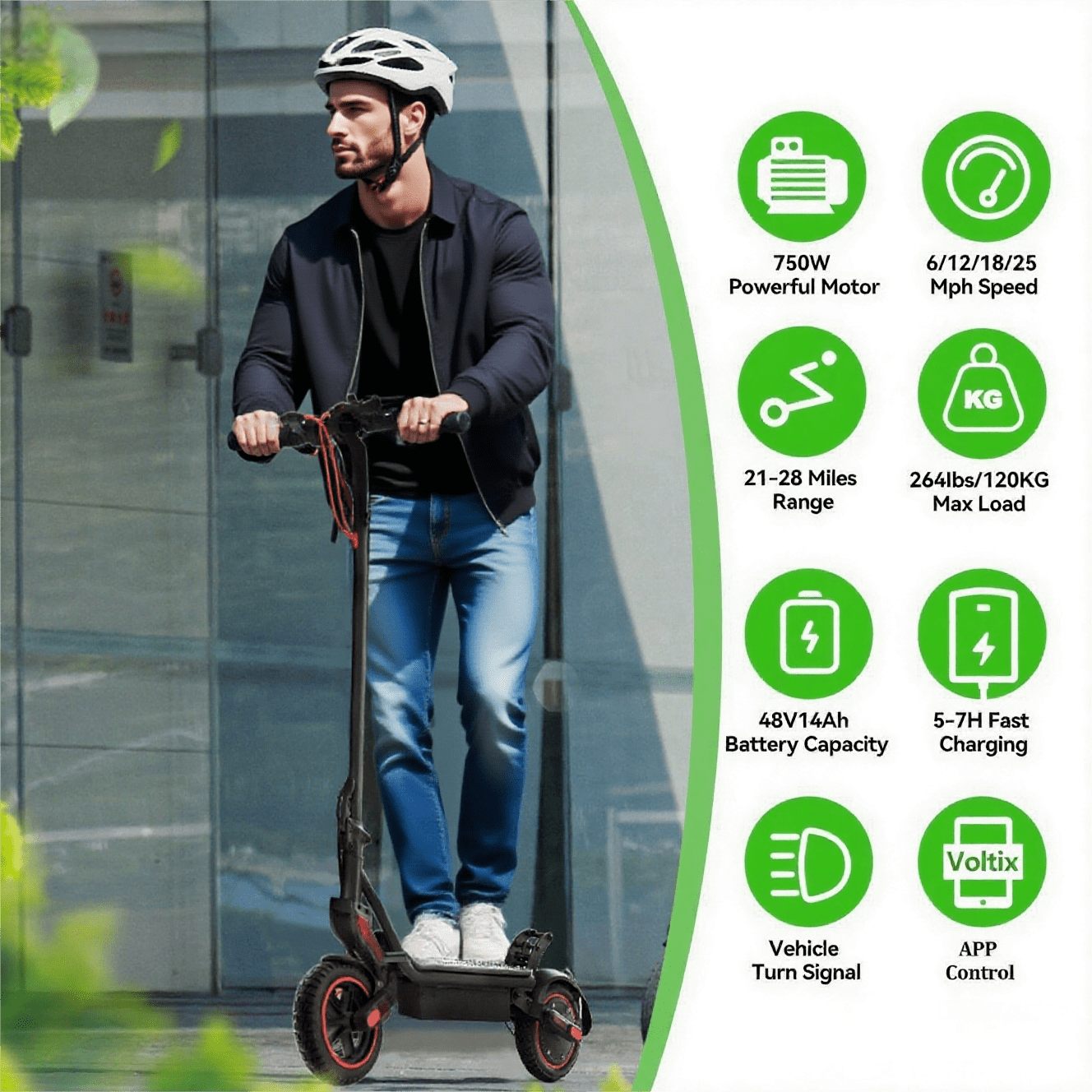 iScooter Electric Scooter for Adults, 750W Foldable Commuter E-Scooter with Turn Signals, 28-mile Range, 24.9 MPH Top Speed (Black, 10 in Tires) oxob8