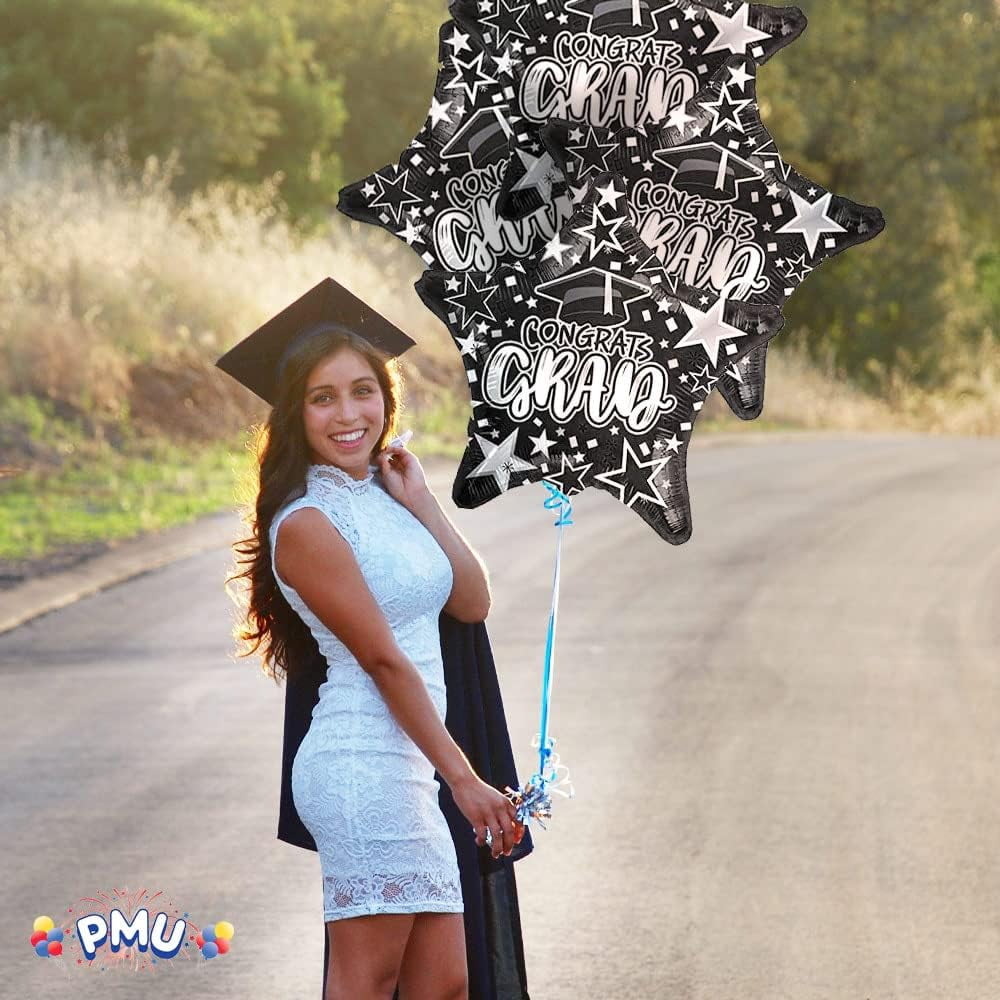 PMU Graduation Congrats Grad Star Mylar Balloon (Black, 18 in, 1 Pack) 5a4m5
