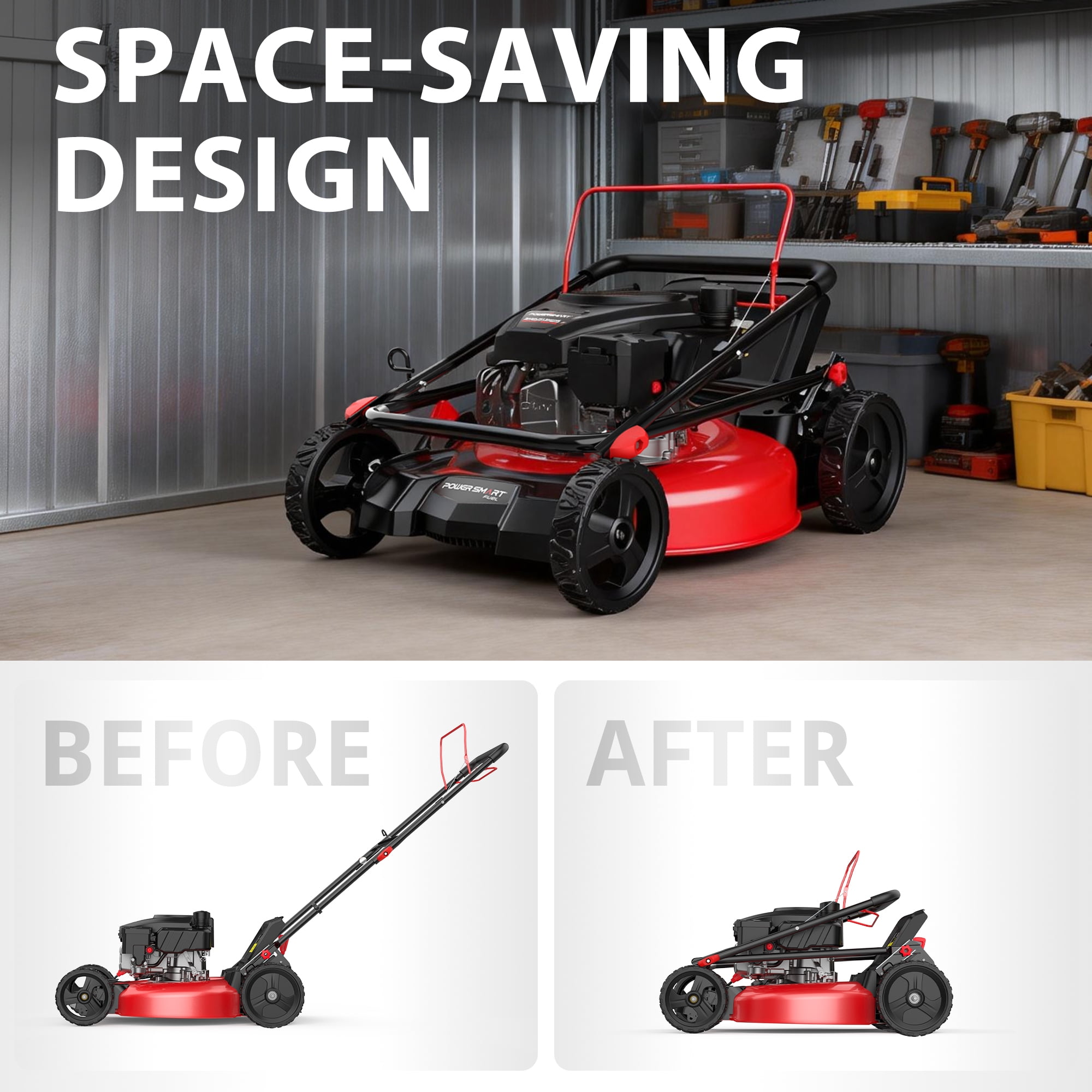 PowerSmart 170cc Gas Self-Propelled Lawn Mower (21 in, 3-in-1 Cutting System) 4pk96