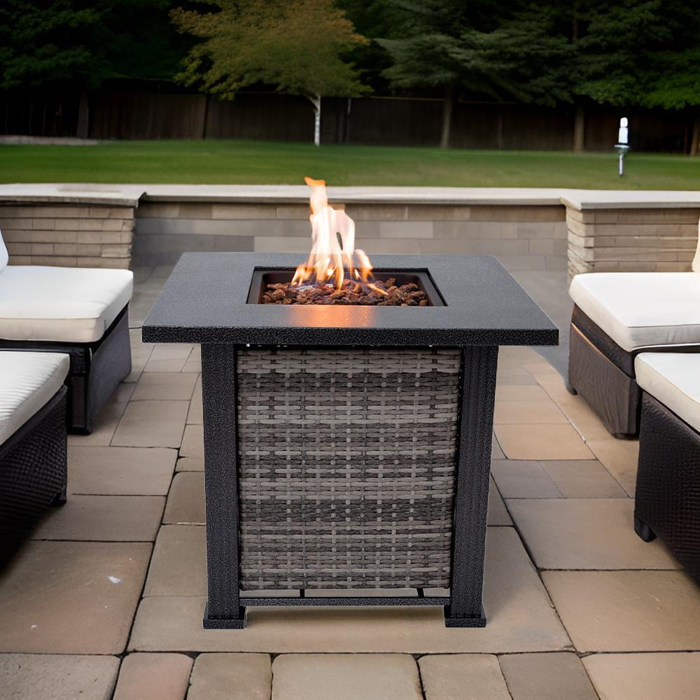 Sol Living Adana 28 in Outdoor Propane Fire Pit Table (Grey, 28 in x 28 in x 24.4 in) 005sh