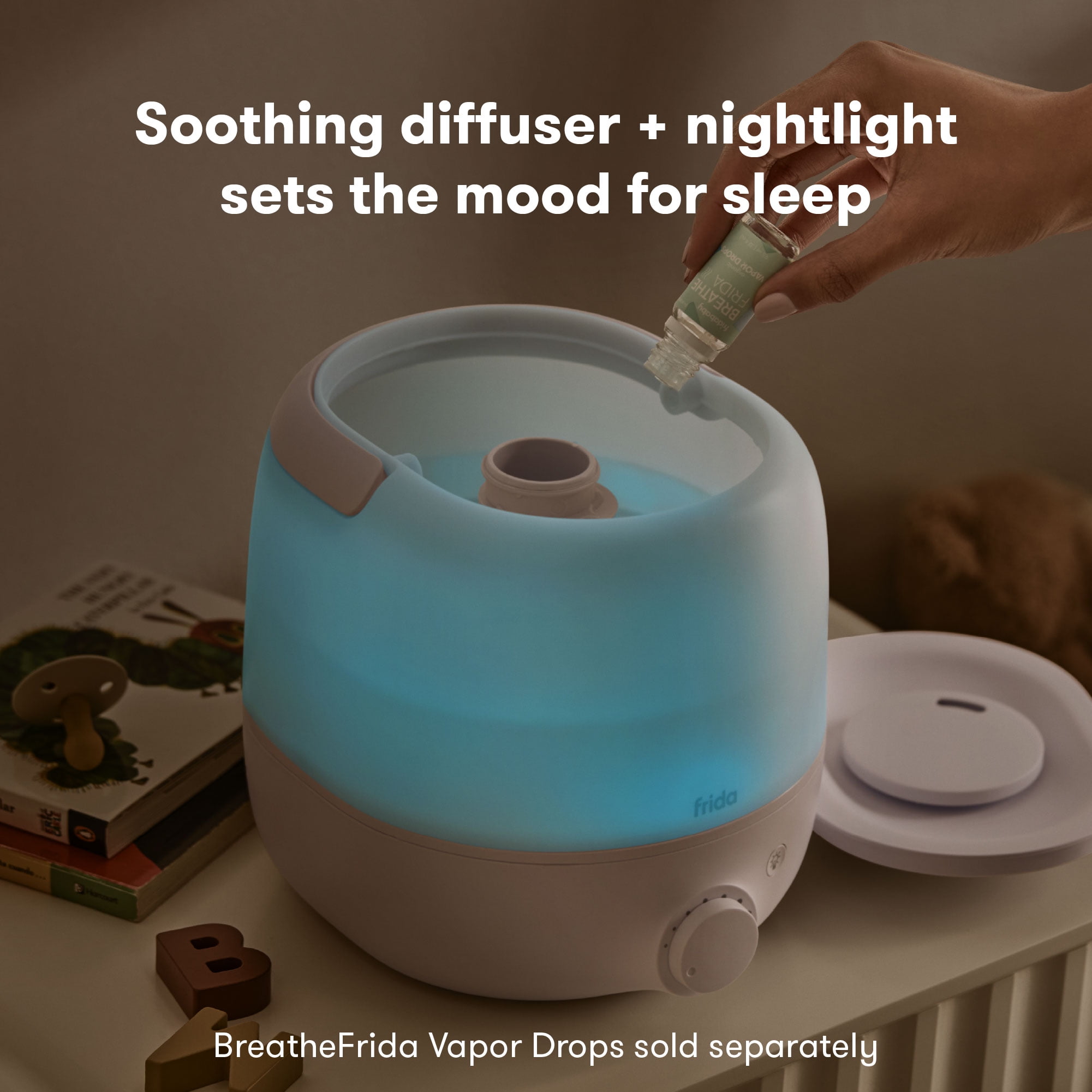 Frida Baby 3-in-1 Ultrasonic Cool Mist Humidifier, Essential Oil Diffuser, and Nightlight (White, 0.66 gal) oe8nm