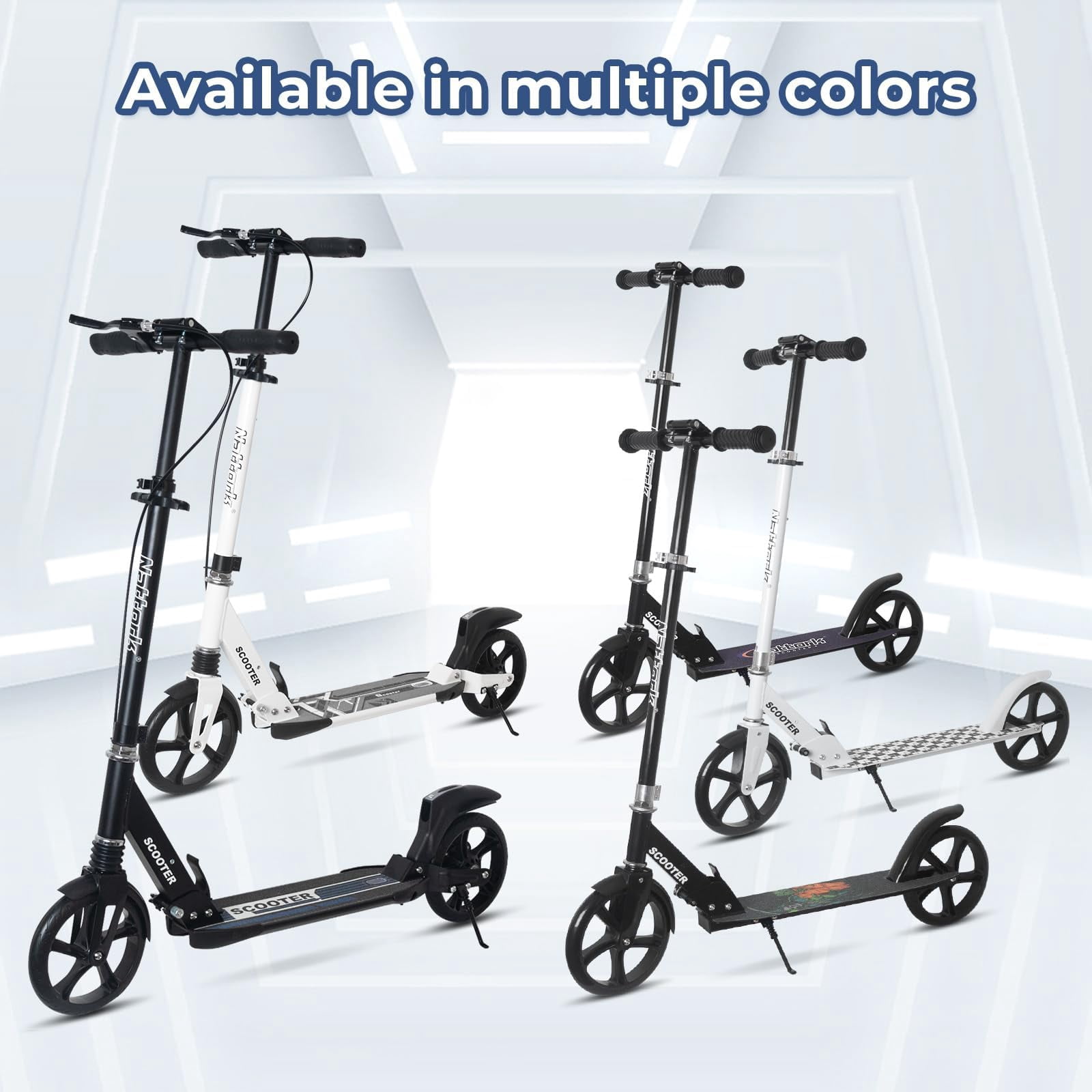 MammyGol Kick Scooter for Kids and Teens, Adjustable Height Folding Scooter with Anti-Shock Suspension (Black, 1 Unit) gz50v