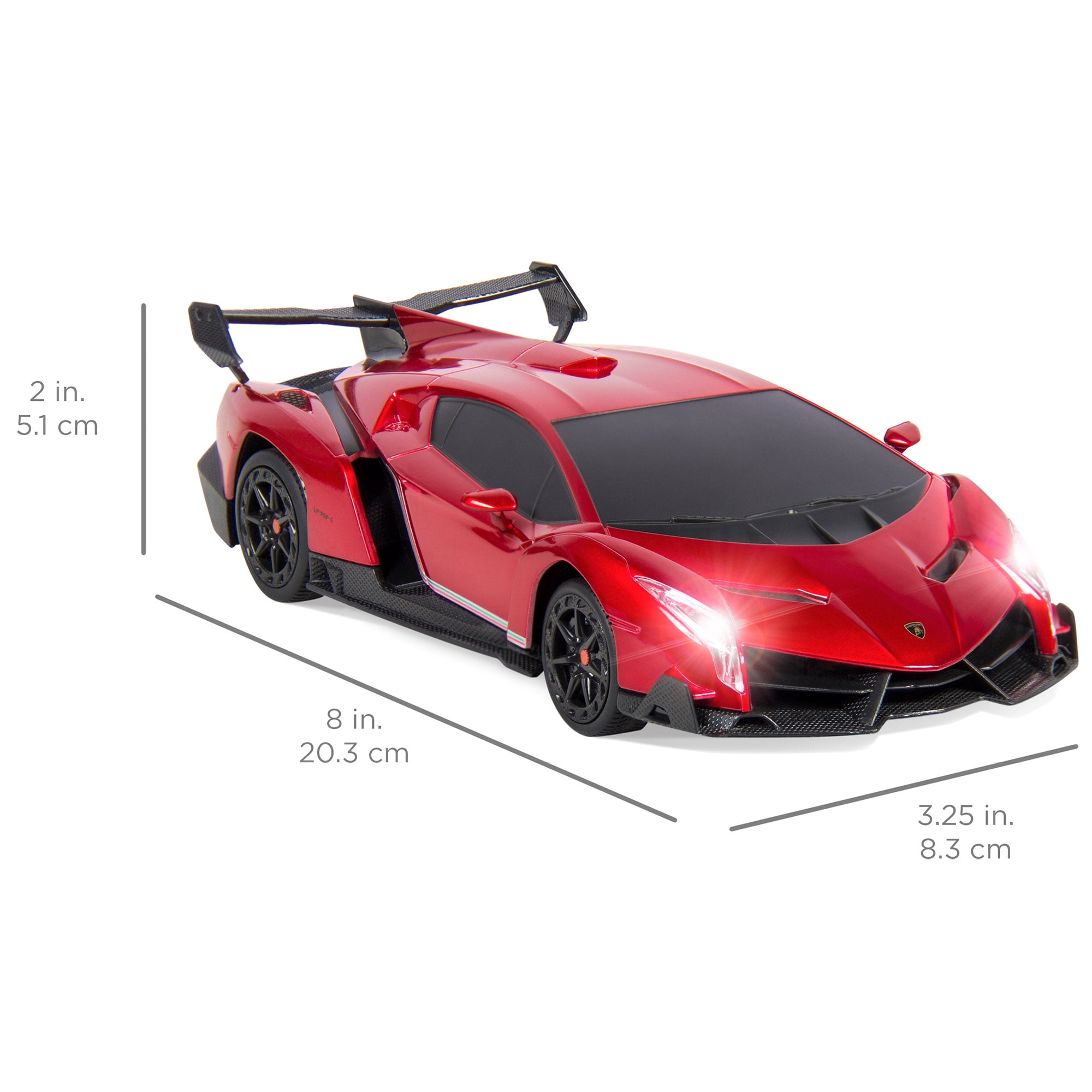 Best Choice Products 1/24 Scale RC Lamborghini Veneno Sport Racing Car (Red, 8 in x 3.25 in x 2 in) f83ij
