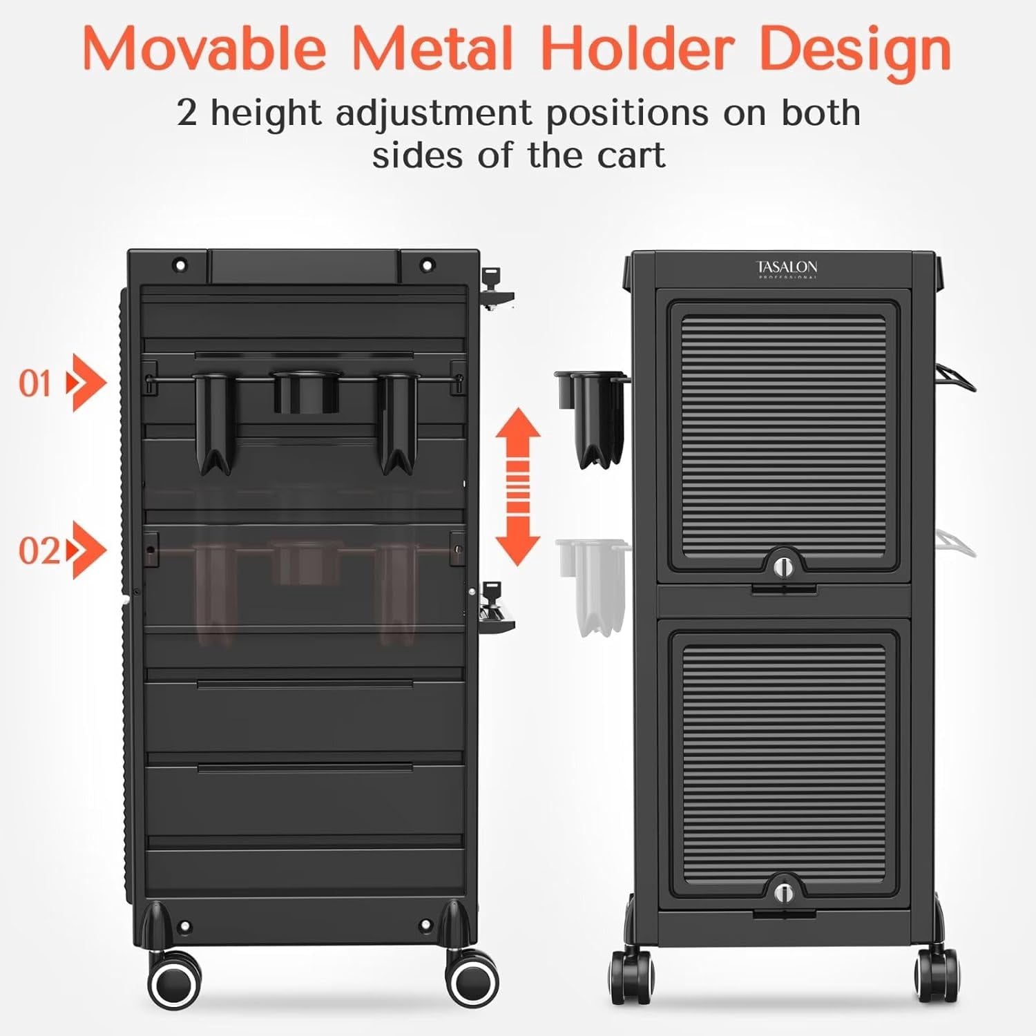 Tasalon Salon Trolley Cart with 6 Drawers and Heat-Resistant Tool Holders (Black) q5n23