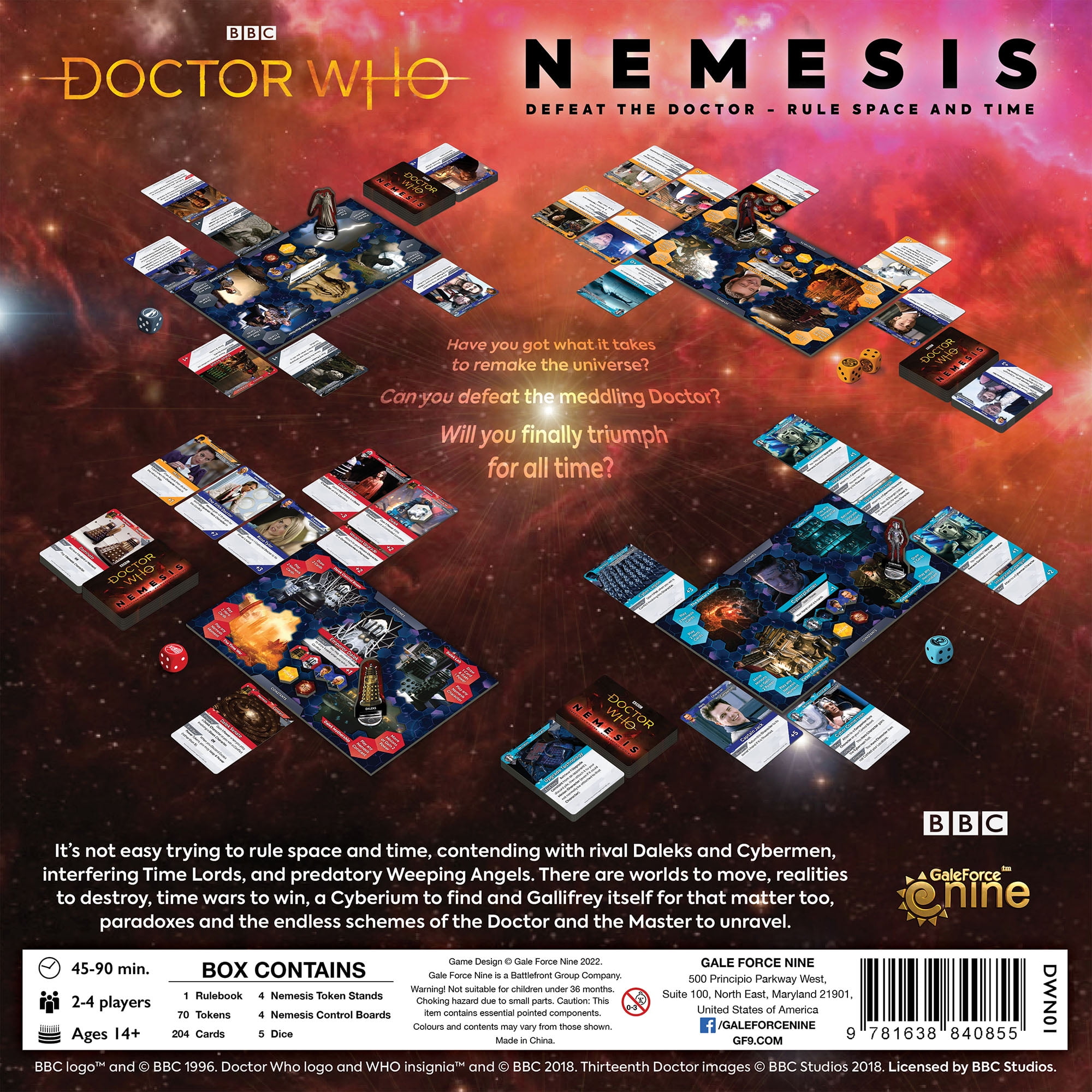 Gale Force Nine Doctor Who Nemesis Board Game (2-4 Players, Strategy Tabletop Game) v947w