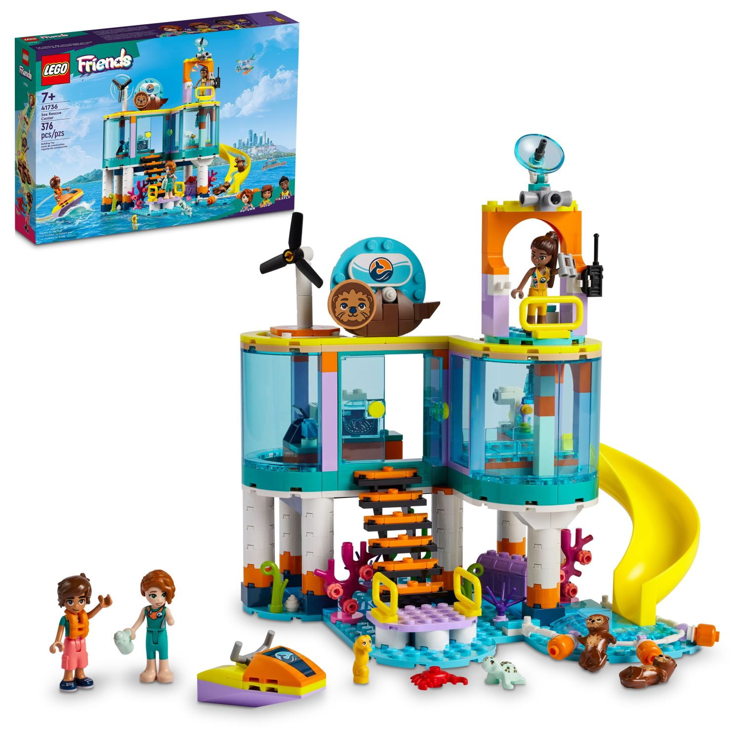 LEGO Friends Sea Rescue Center Building Set with Animal Figures and Water Scooter (41736, 9 in. H x 8 in. W x 7.5 in. D) 905na