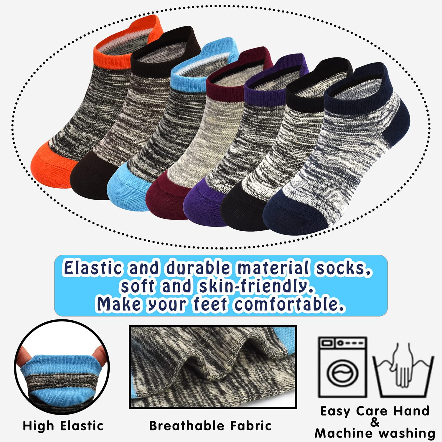 HYCLES Kids Athletic Ankle Socks Striped Half Cushion Low Cut Sports Socks (Brown, 12 Pairs) 9cnse