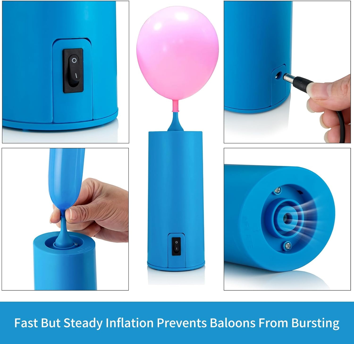 SUWU Electric Balloon Inflator Pump Portable Air Blower for Party Decorations (Blue, 1 Unit) bmlxx