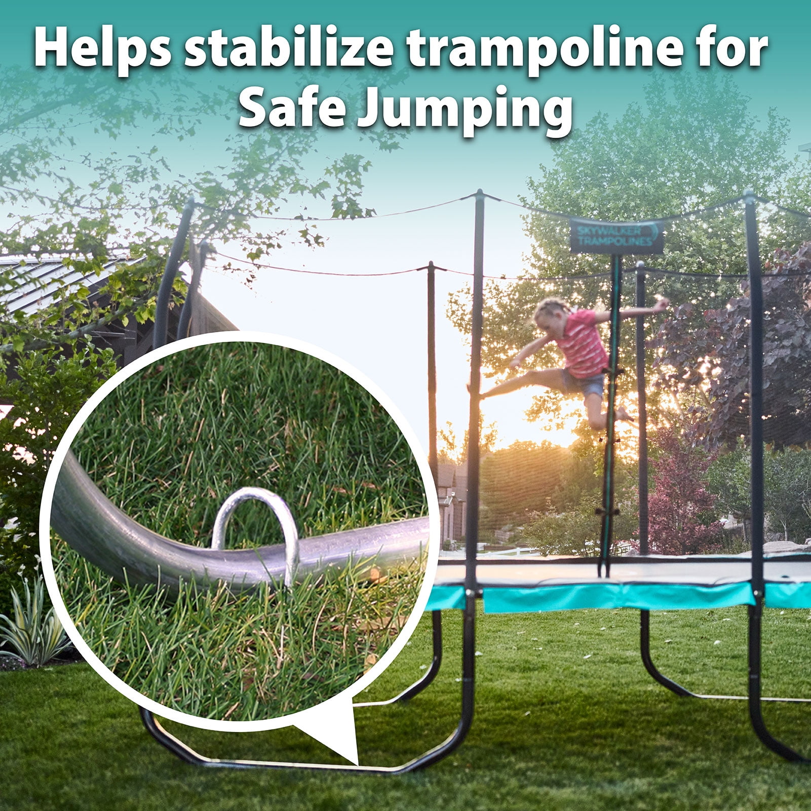 Skywalker Trampolines Heavy Duty Wind Stakes (Grey, 4-Pack) Galvanized Steel Ground Anchors for Storm Stabilization c6dyx