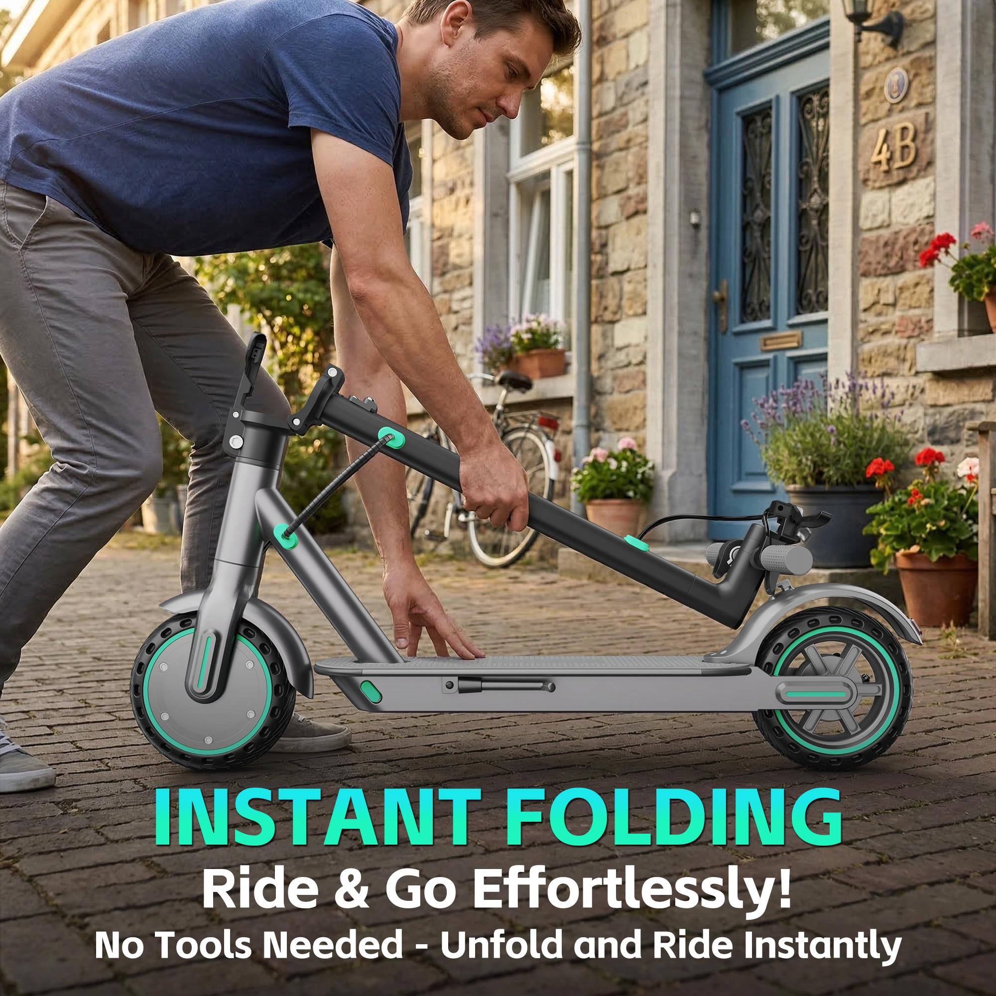 Keemigo Electric Scooter for Adults, Foldable Portable Commuter E-Scooter, 350W Motor, 19mph Max Speed, 20 Mile Range (Blue, 8.5 in) vsk56