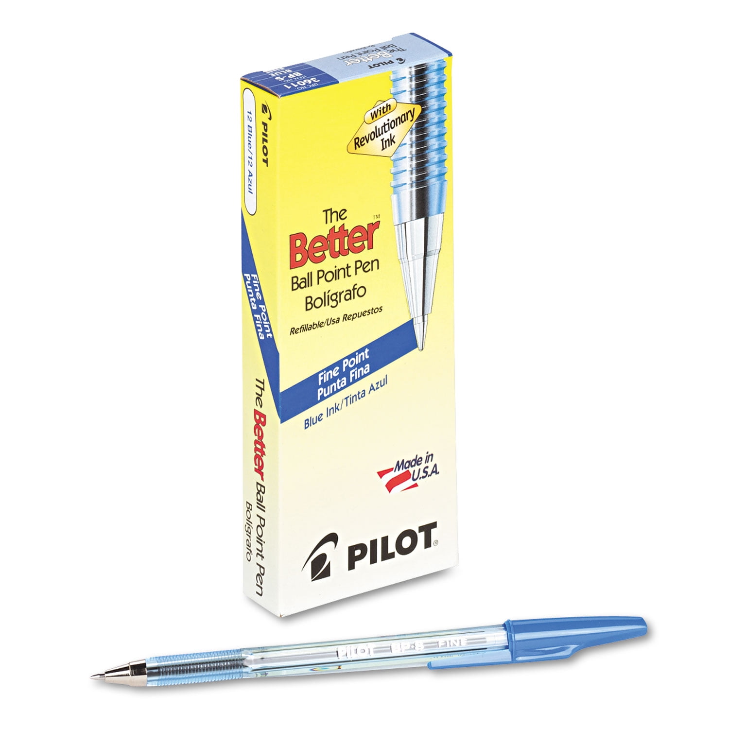Pilot Better Ballpoint Pen, Fine Point, Professional Writing, Blue Ink (12 Pack) t6enq