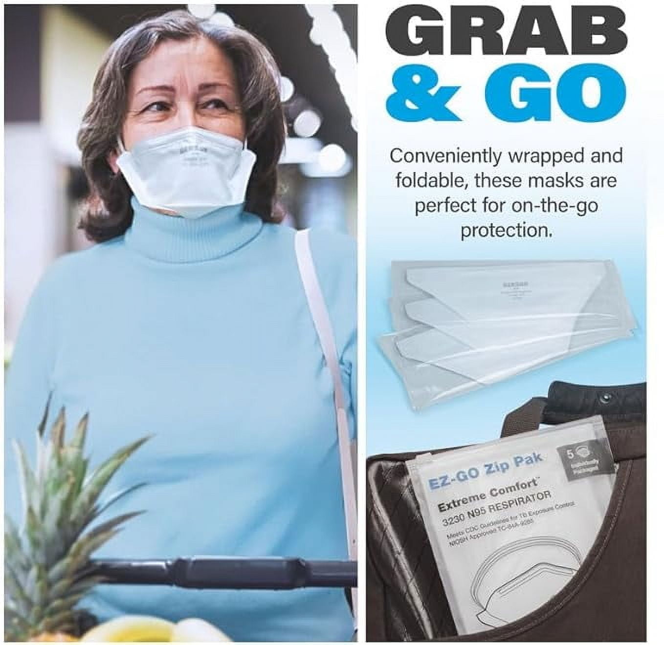 Gerson N95 Pouch Respirator (3230) NIOSH-Approved Protective Face Mask (White, 50-Pack) p34l7