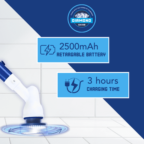 Diamond Shine Electric Spin Scrubber with 3 Interchangeable Brush Heads (White, 1 Pack) ivotr