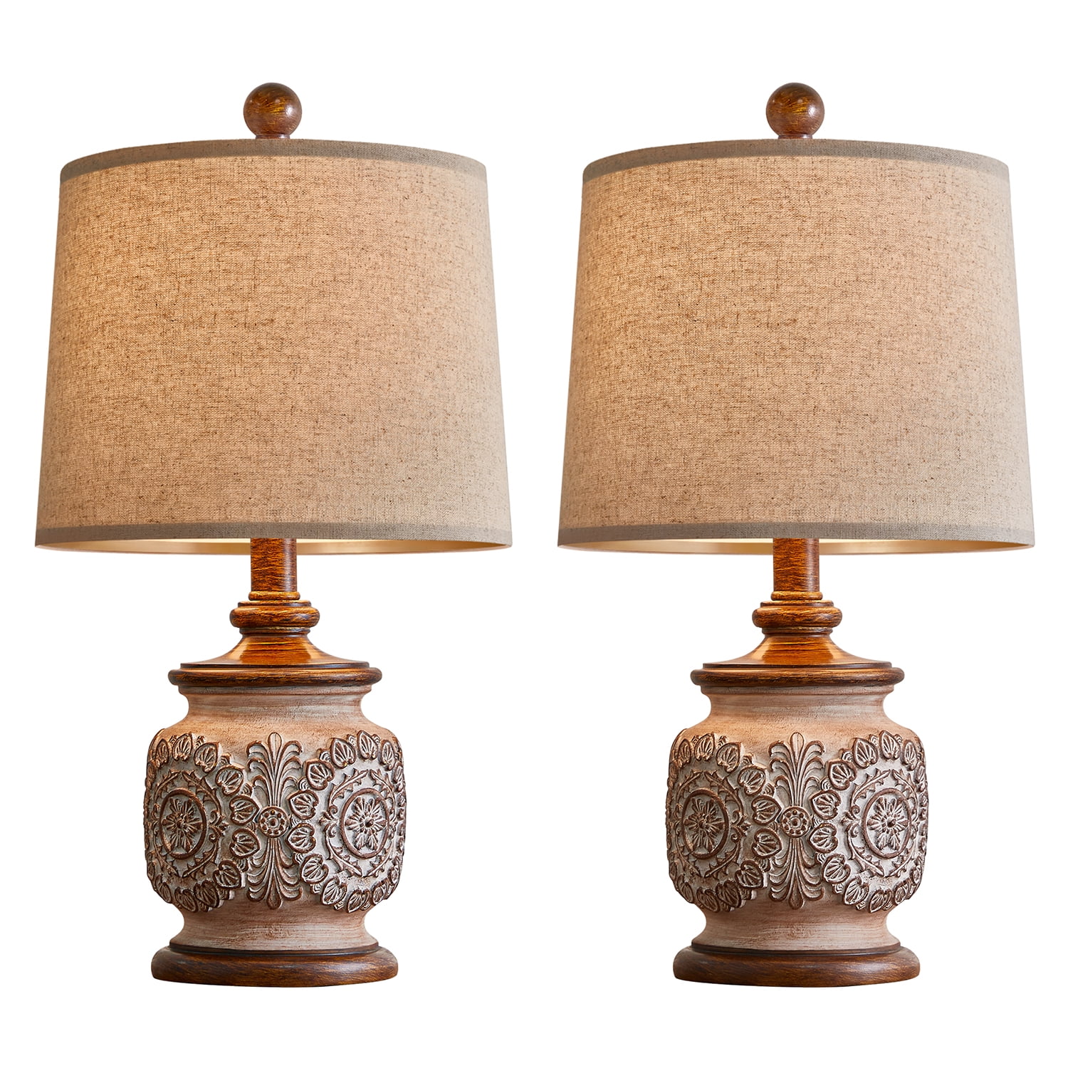 Oneach Vintage Farmhouse Table Lamps (Set of 2, Brown, 18.75 in) hics4