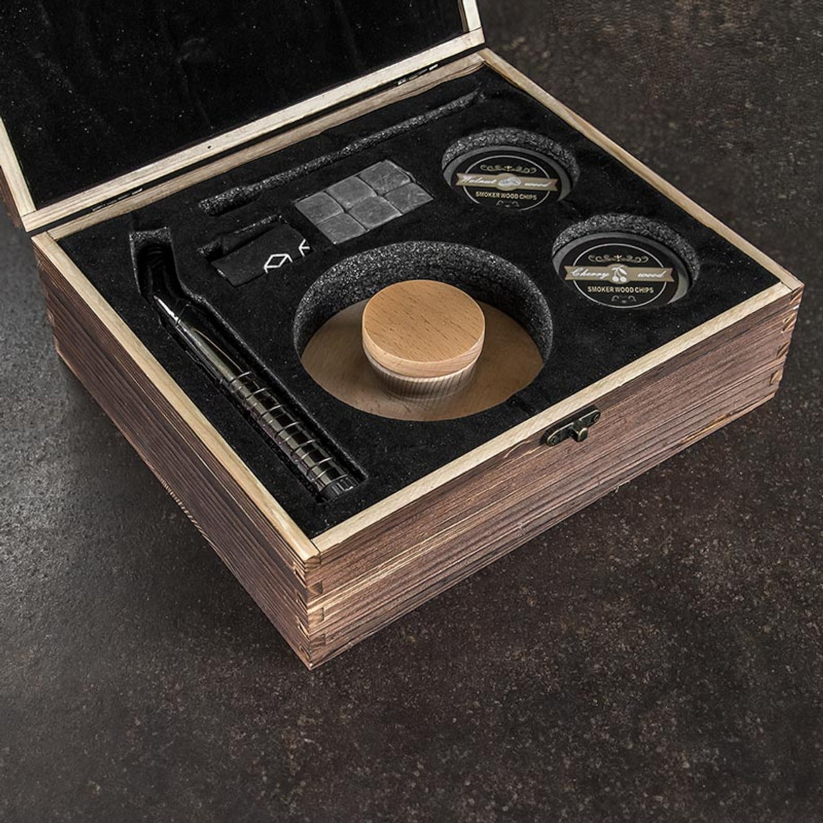 Cole Wheeler Cocktail Smoker Kit (Beechwood and Stainless Steel, 10 in x 9 in x 4 in) g76id
