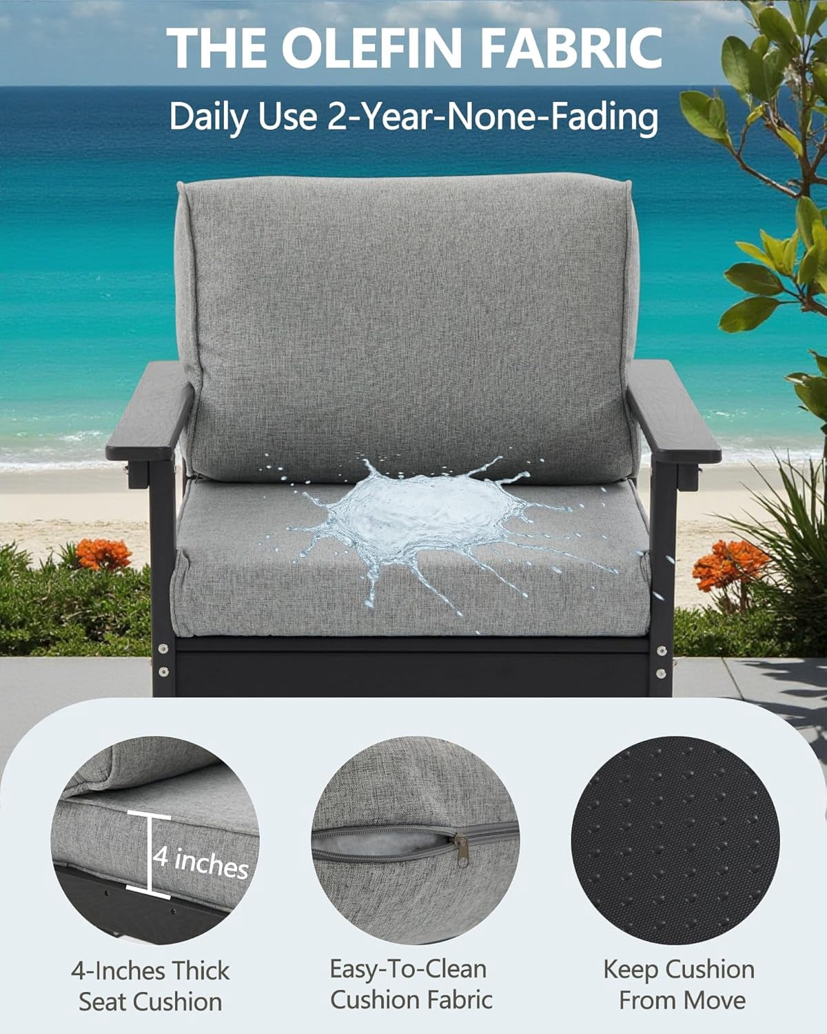 AZXZCS HDPE Outdoor Patio Furniture Set, 6-Piece Conversation Sofa Set with Cushions (Black, 6-Piece) pi1d6