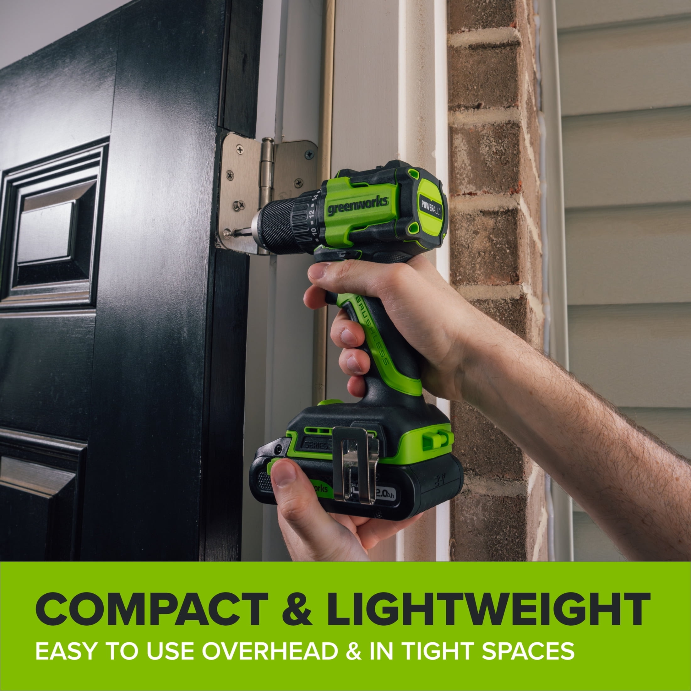 Greenworks PowerAll 24V Brushless Cordless Drill Driver with 2 Ah Battery (Green, 1/2 in) 69nzi